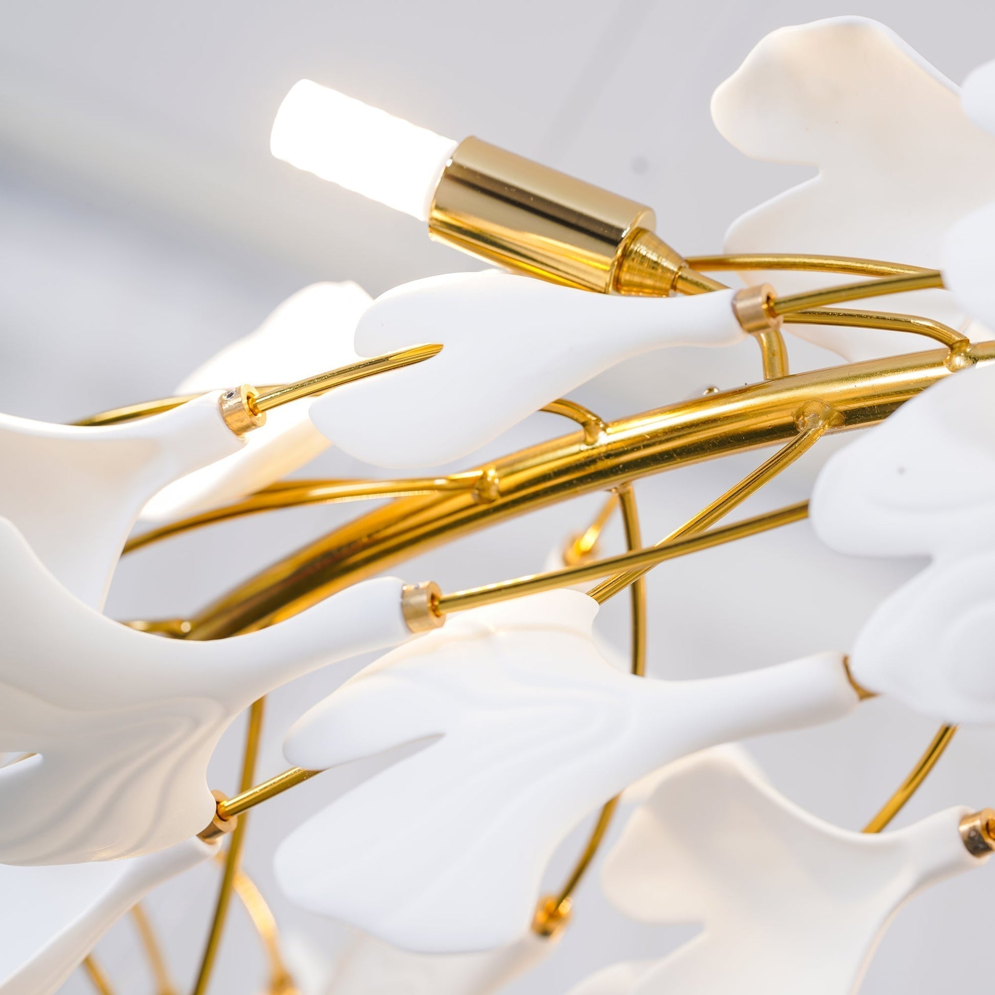 Olivia Modern Golden LED Chandelier Ceramic - Neutral Decor