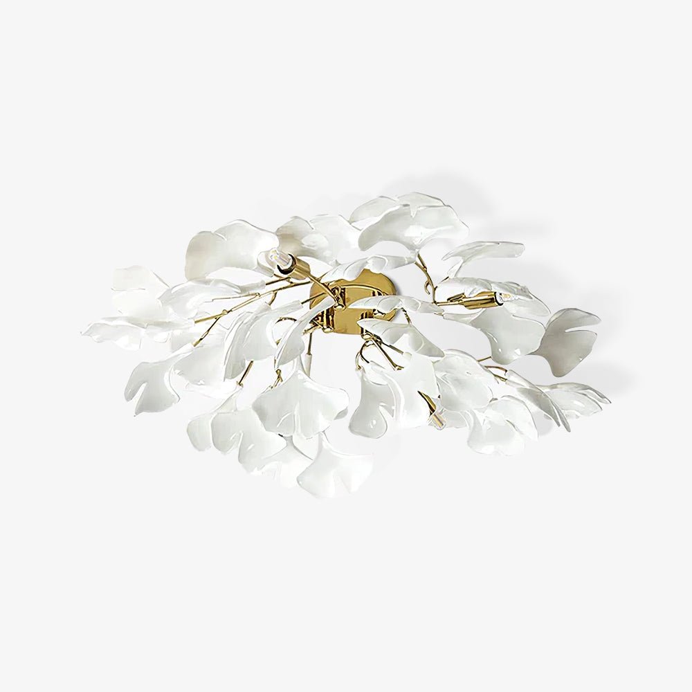 Solara Ceiling Lamp Gingko Leaves with Brass Branch-Neutral Decor