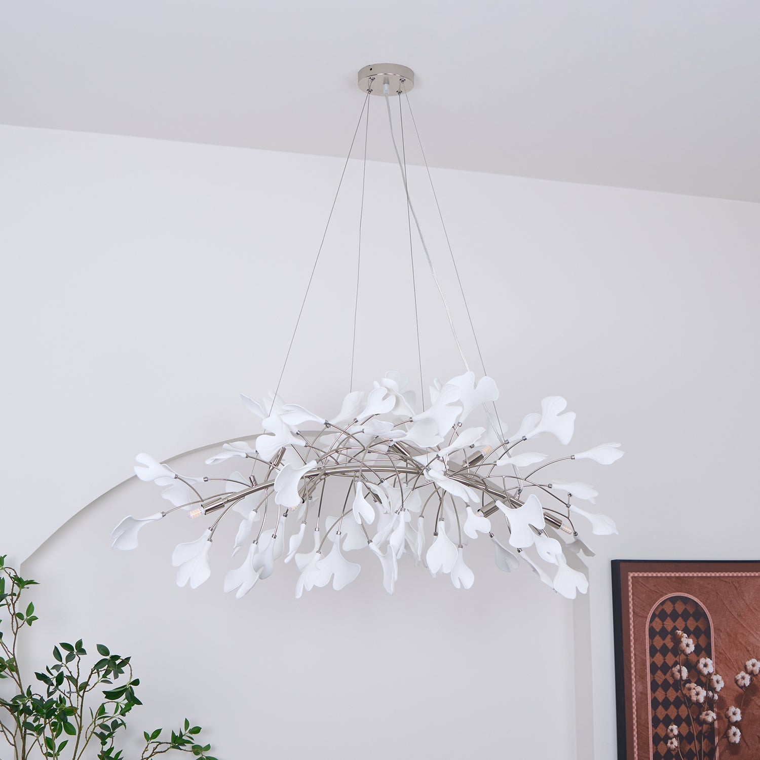 Lustra Chandelier Ceramic Gingko Petal Gold-Neutral Decor