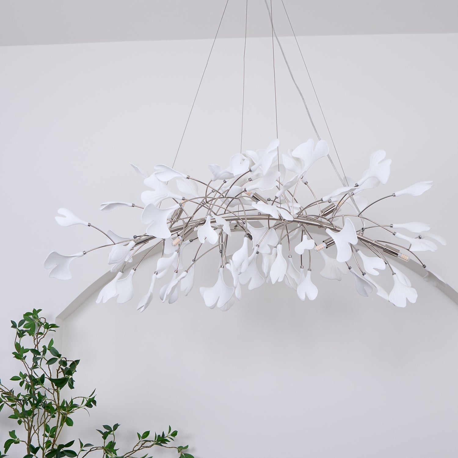 Lustra Chandelier Ceramic Gingko Petal Gold-Neutral Decor