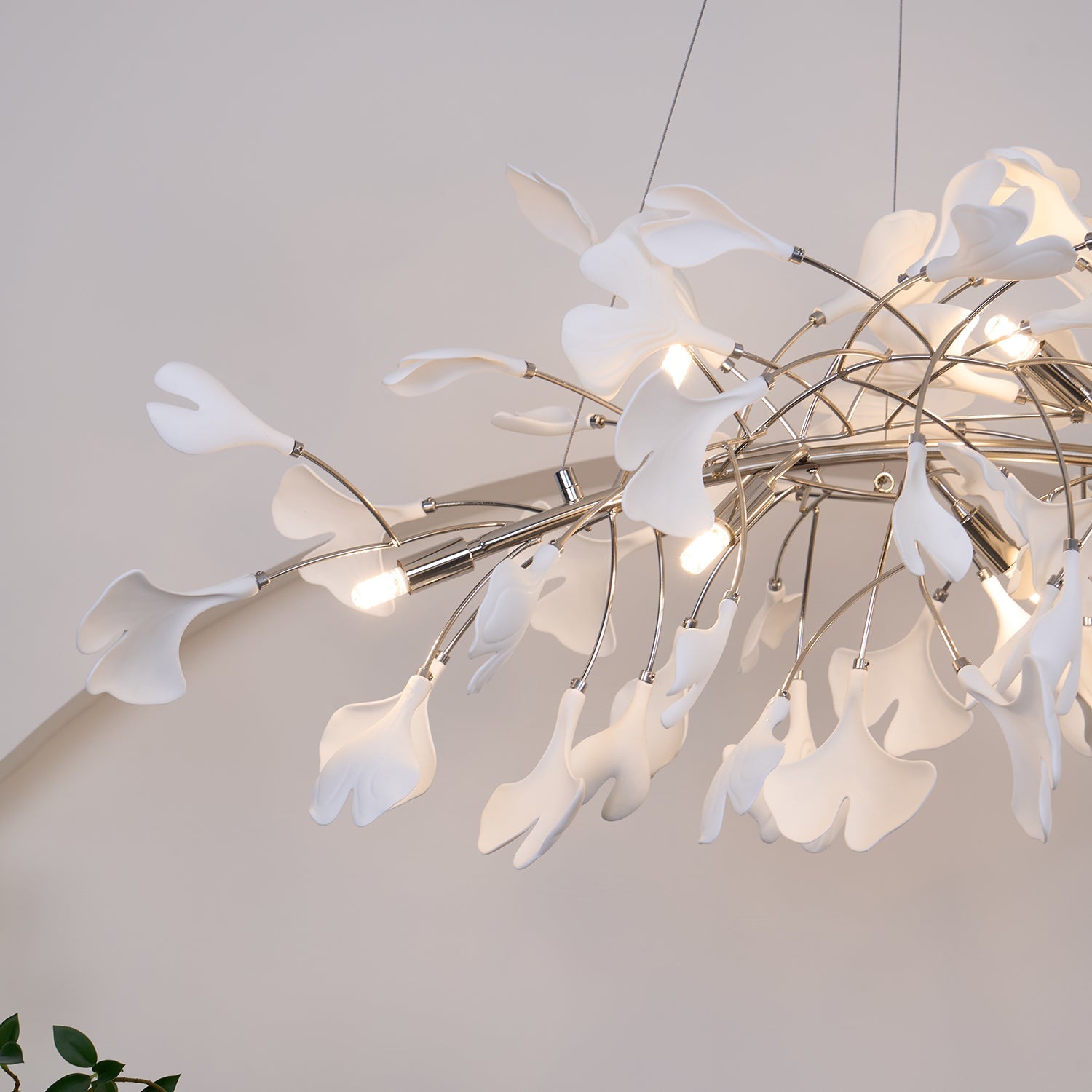 Lustra Chandelier Ceramic Gingko Petal Gold-Neutral Decor