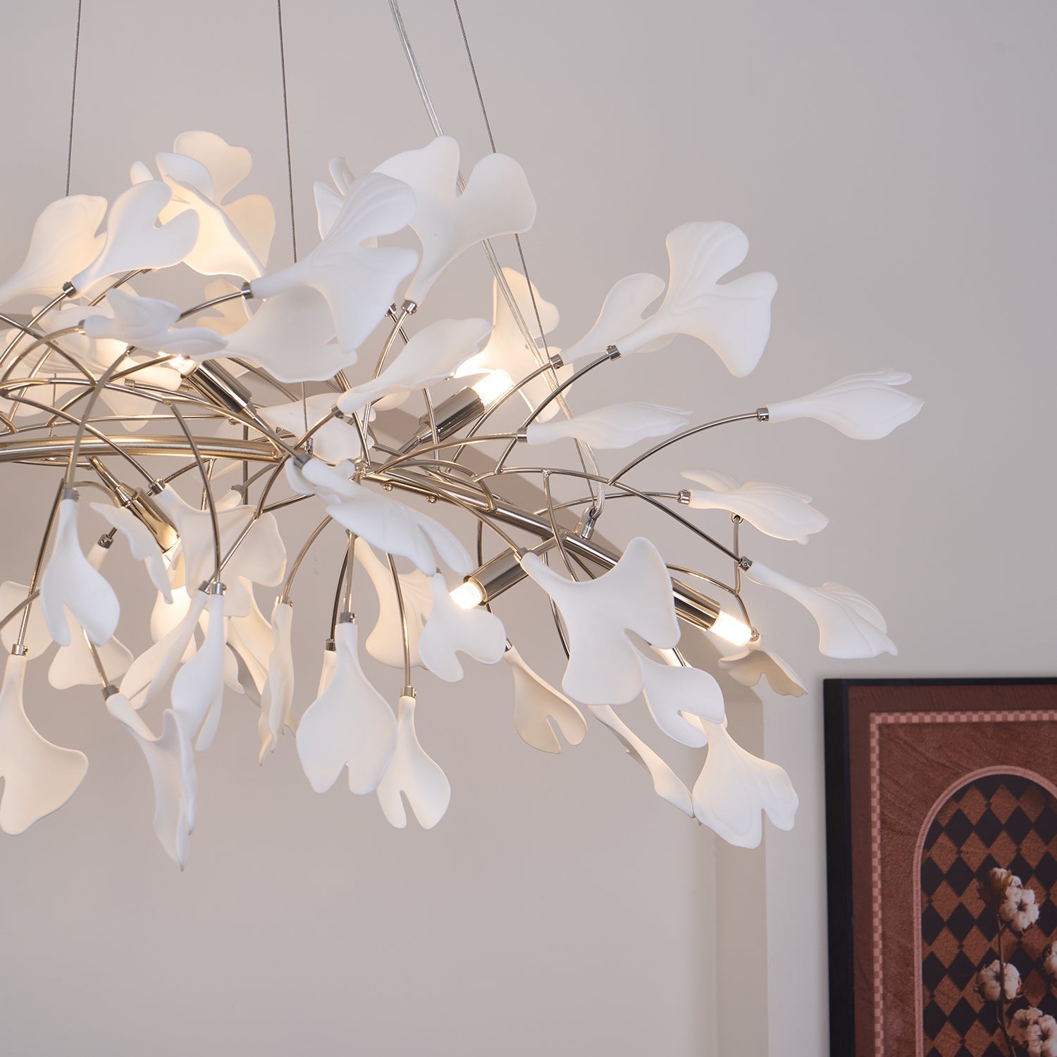 Lustra Chandelier Ceramic Gingko Petal Gold-Neutral Decor