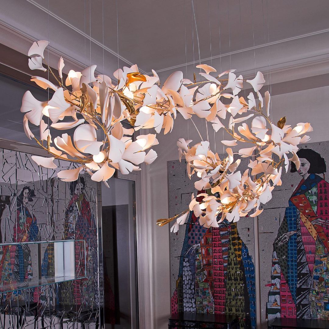 Eurzoris Gingko Leaf Chandelier-Neutral Decor
