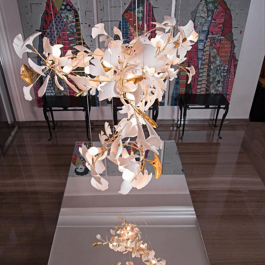 Eurzoris Gingko Leaf Chandelier-Neutral Decor