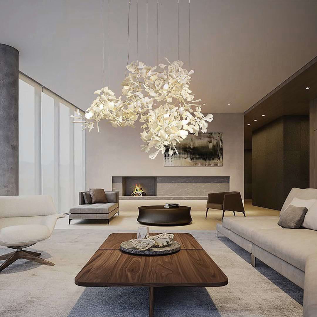 Eurzoris Gingko Leaf Chandelier-Neutral Decor