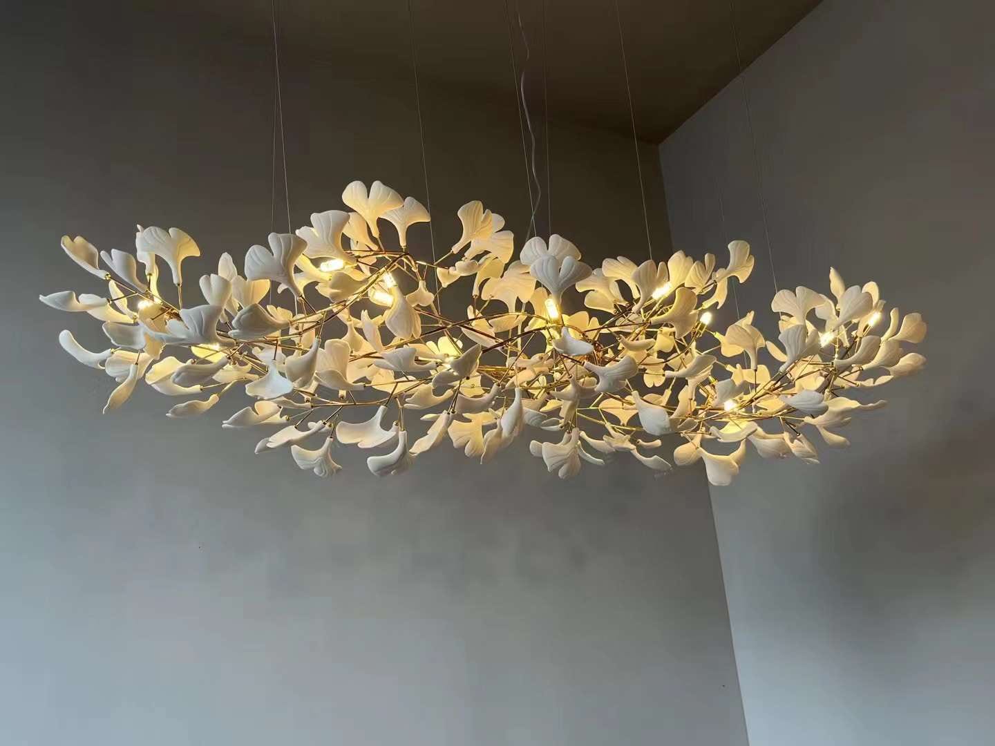 Eurzoris Gingko Leaf Chandelier-Neutral Decor