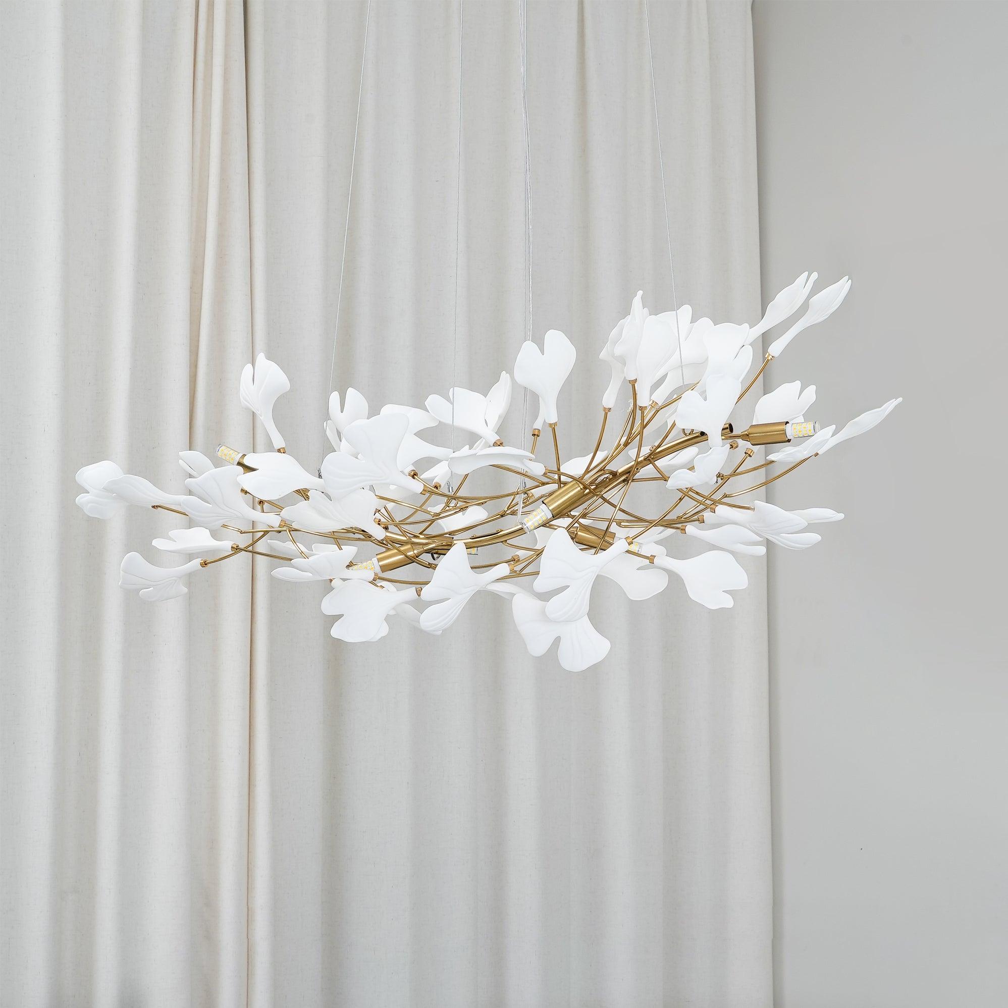 Lustra Chandelier Ceramic Gingko Petal-Neutral Decor