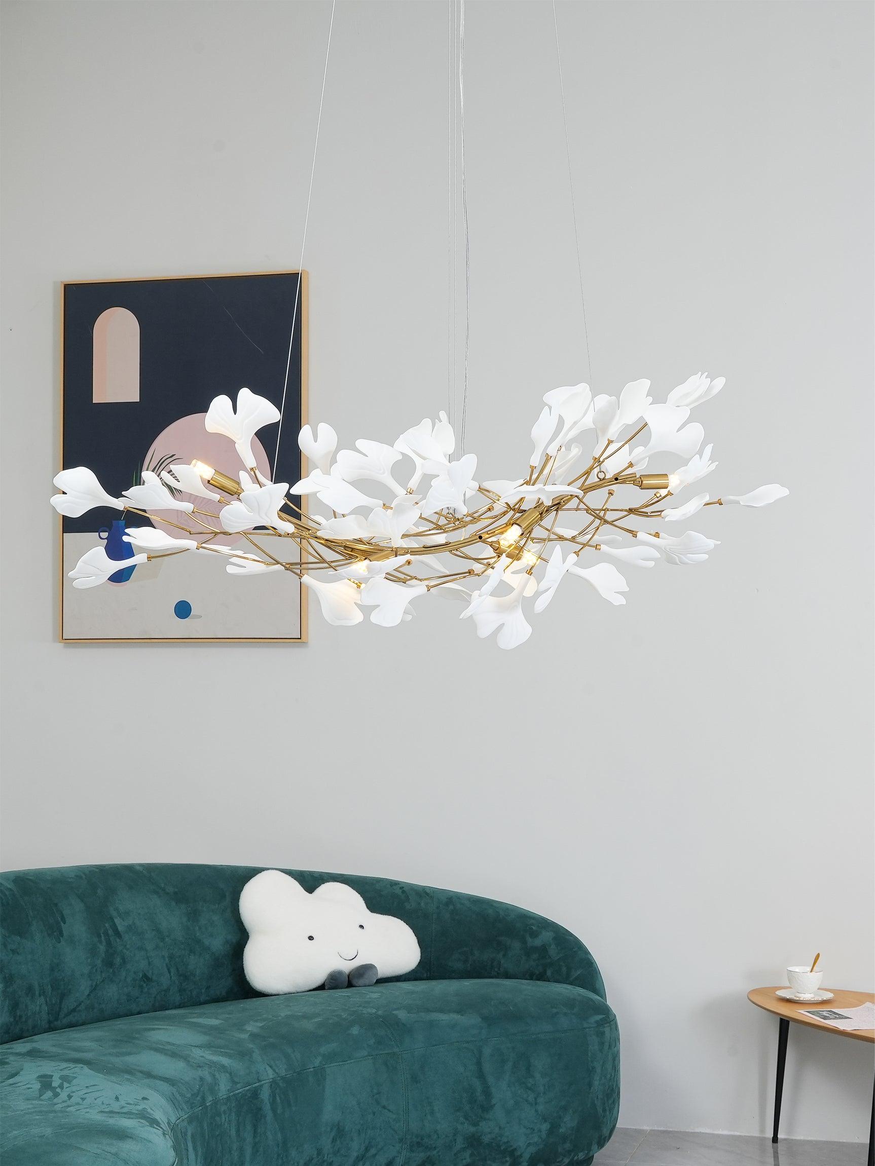 Lustra Chandelier Ceramic Gingko Petal-Neutral Decor