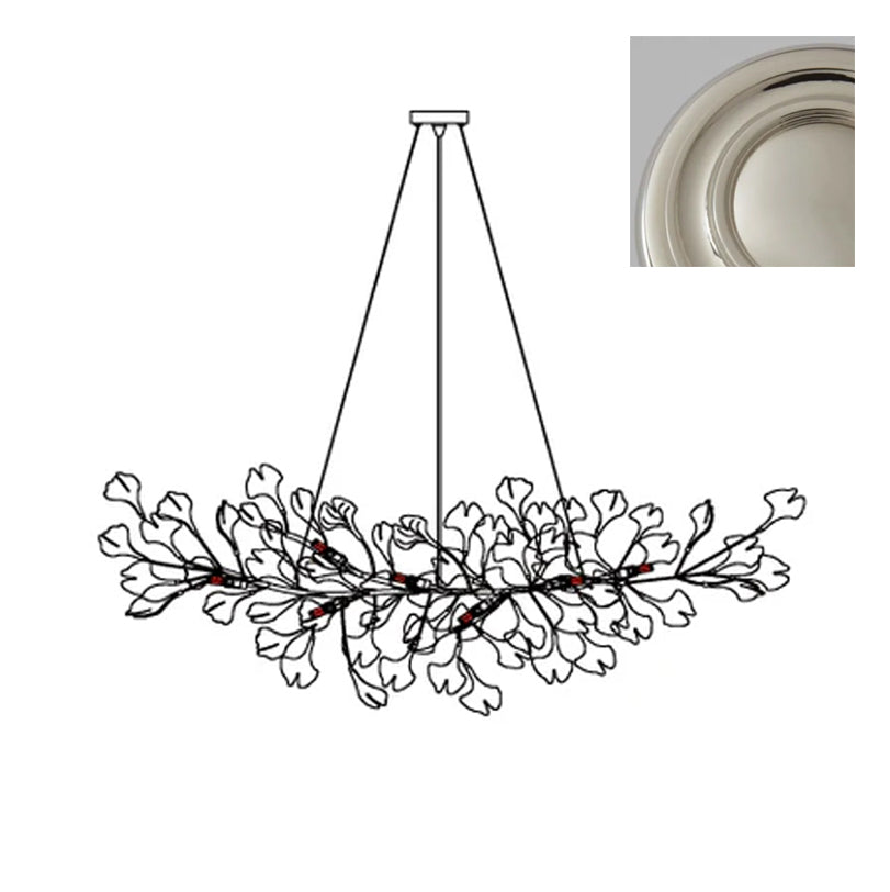 Chandelier White Ceramic Ginkgo Petals Gold