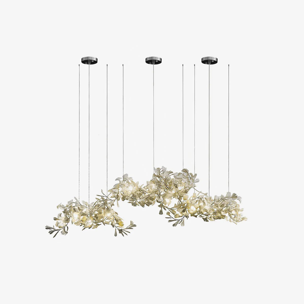 Ririxel Pendant Lamp Gingko Ceramic Petals Gold-Neutral Decor