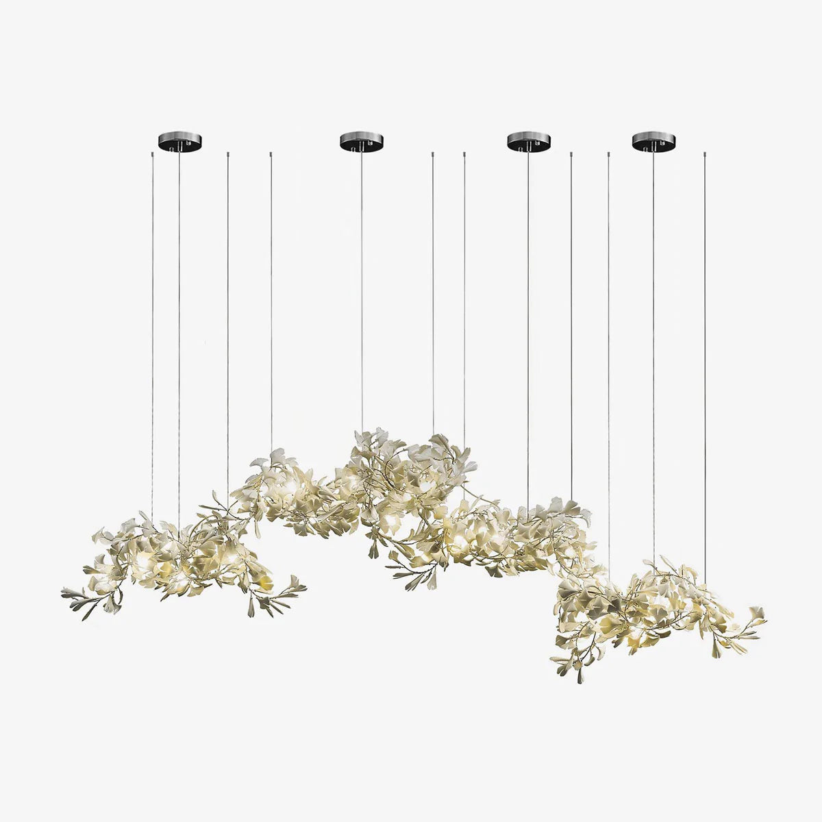Ririxel Pendant Lamp Gingko Ceramic Petals Gold-Neutral Decor