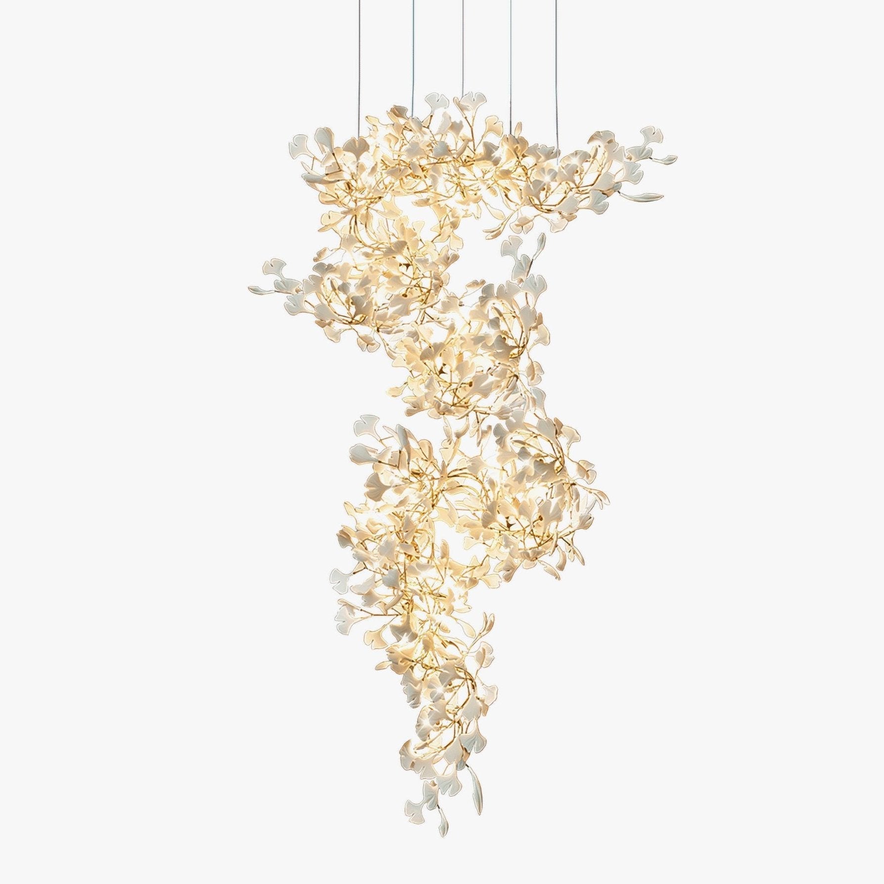 Sorvyn Pendant Lamp Ginkgo Ceramic Brass Floral-Neutral Decor