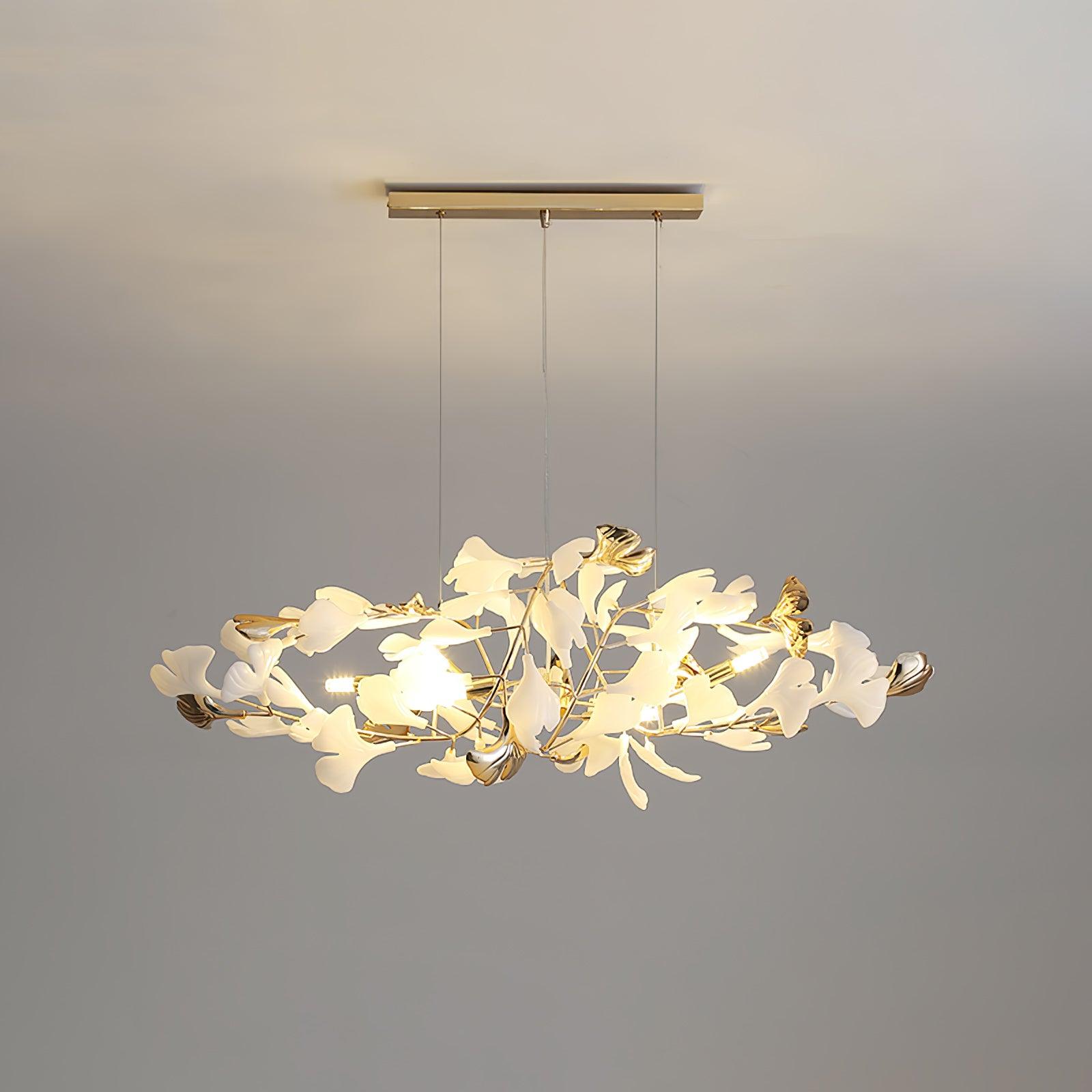 Quiven Chandelier Gingko Leaf Ceramic Gold Elegant-Neutral Decor