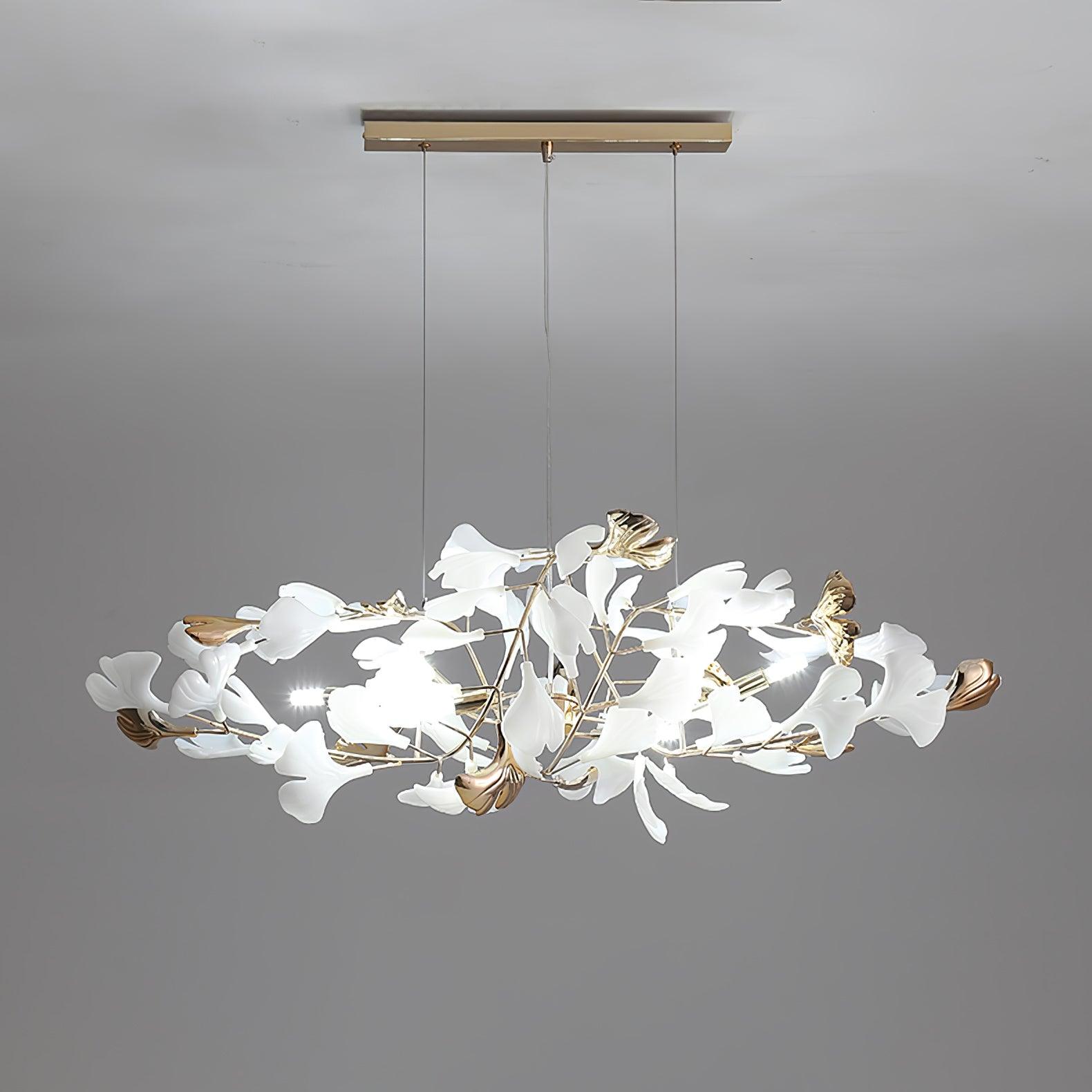 Quiven Chandelier Gingko Leaf Ceramic Gold Elegant-Neutral Decor