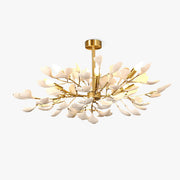 Nale Chandelier Ginkgo Leaf Brass Ceramic-Neutral Decor