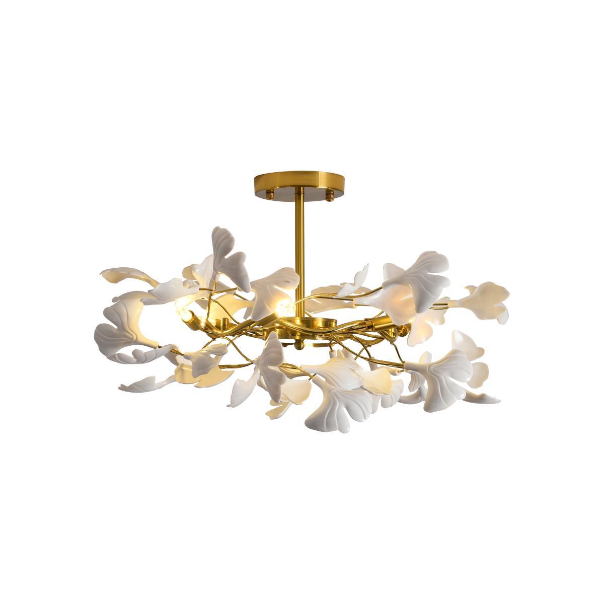 Taro Pendant Lamp Gingko Ceramic Leaves Gold-Neutral Decor