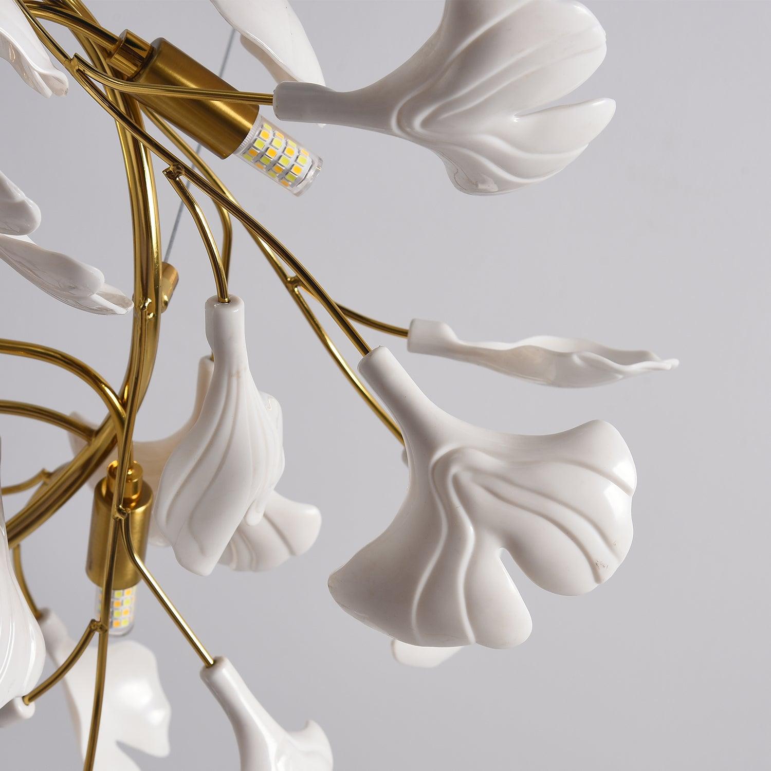 Taro Pendant Lamp Gingko Ceramic Leaves Gold-Neutral Decor