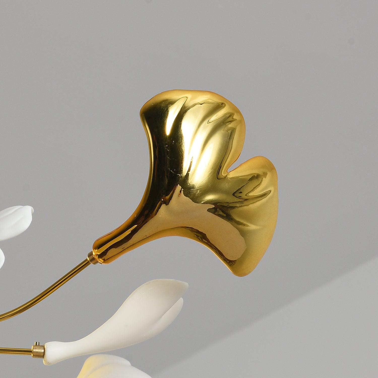 Taro Pendant Lamp Gingko Ceramic Leaves Gold-Neutral Decor