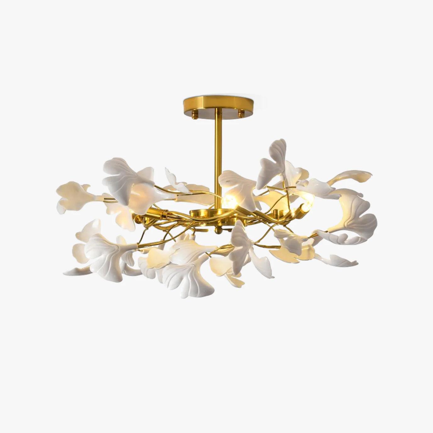 Taro Pendant Lamp Gingko Ceramic Leaves Gold-Neutral Decor