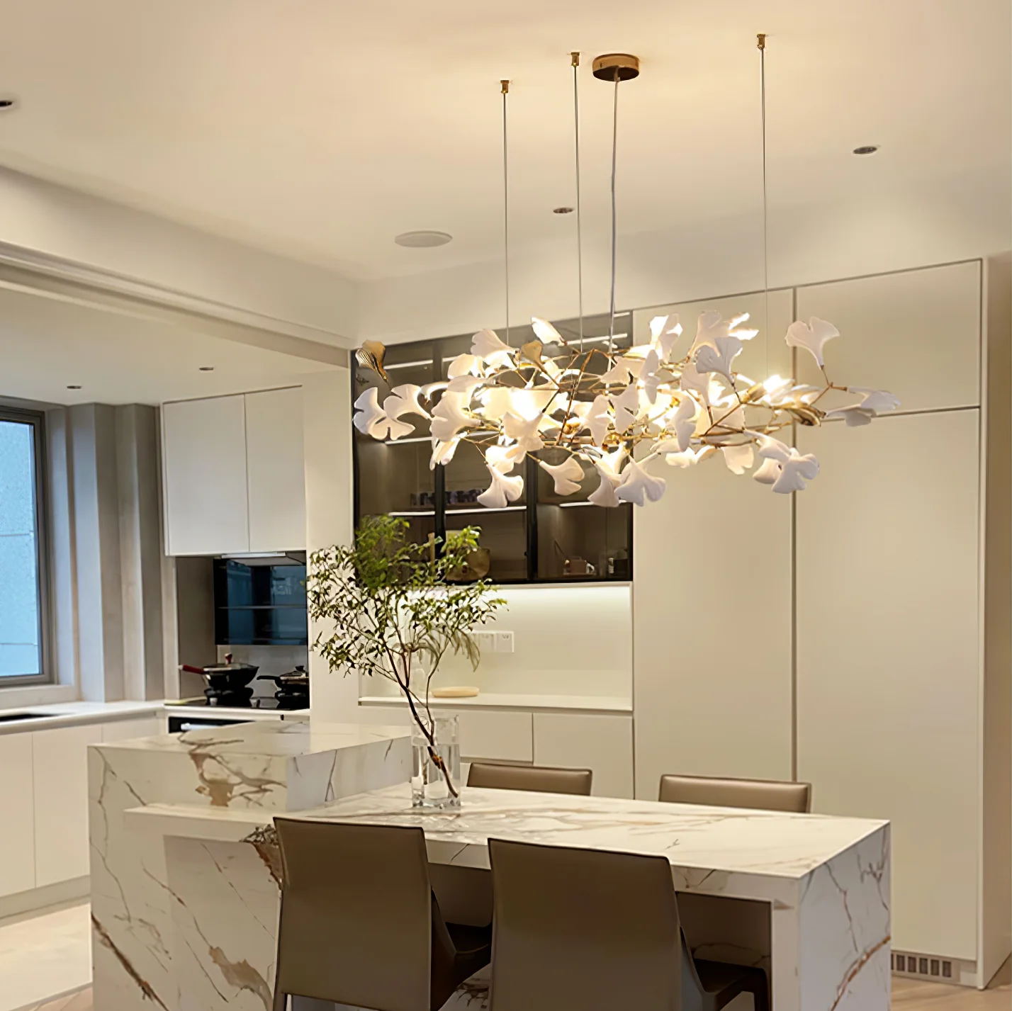 Eurzoris Gingko Leaf Chandelier-Neutral Decor