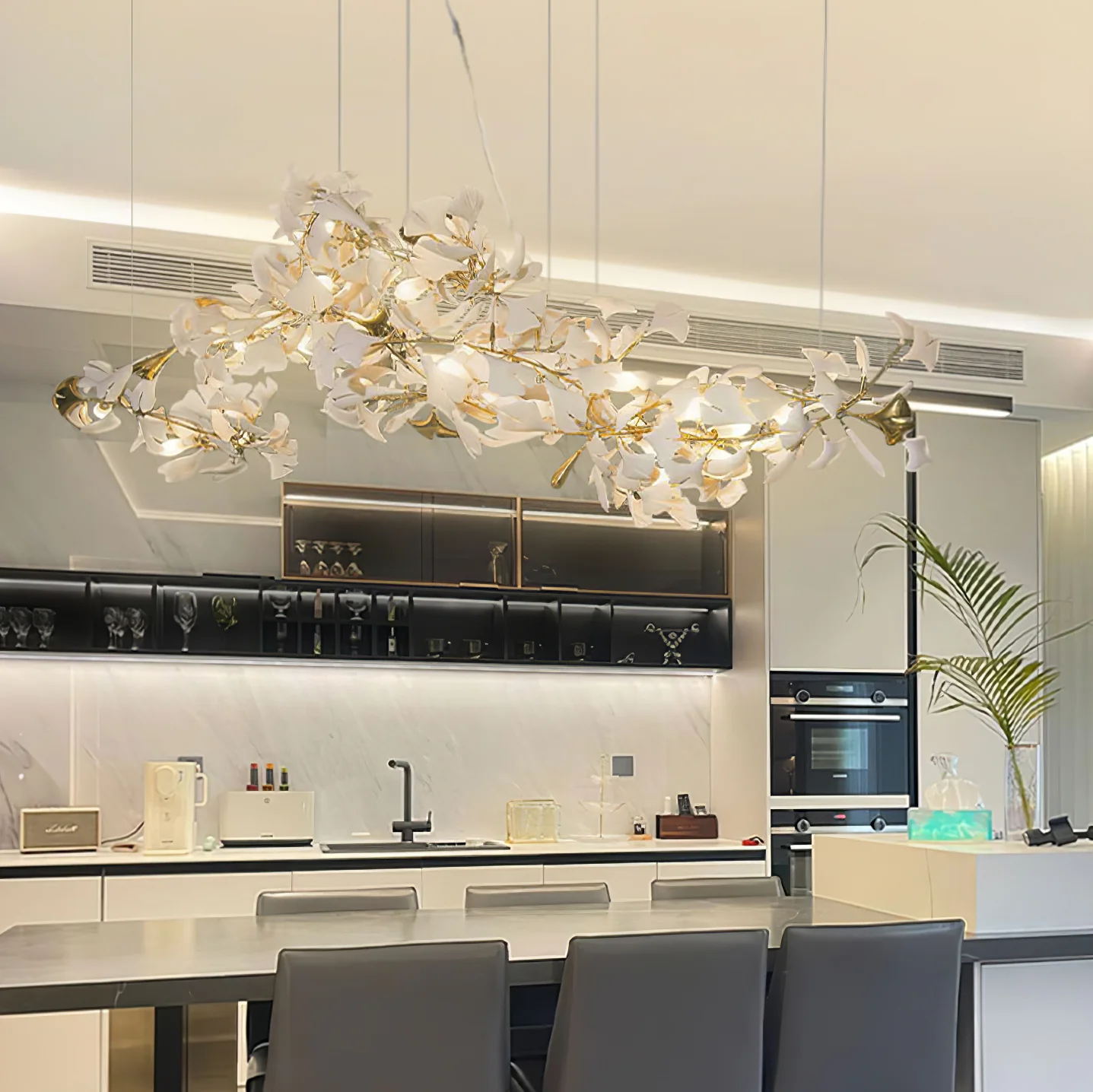 Barvel Leaves Combination Gingko Ceramics Chandeliers-Neutral Decor