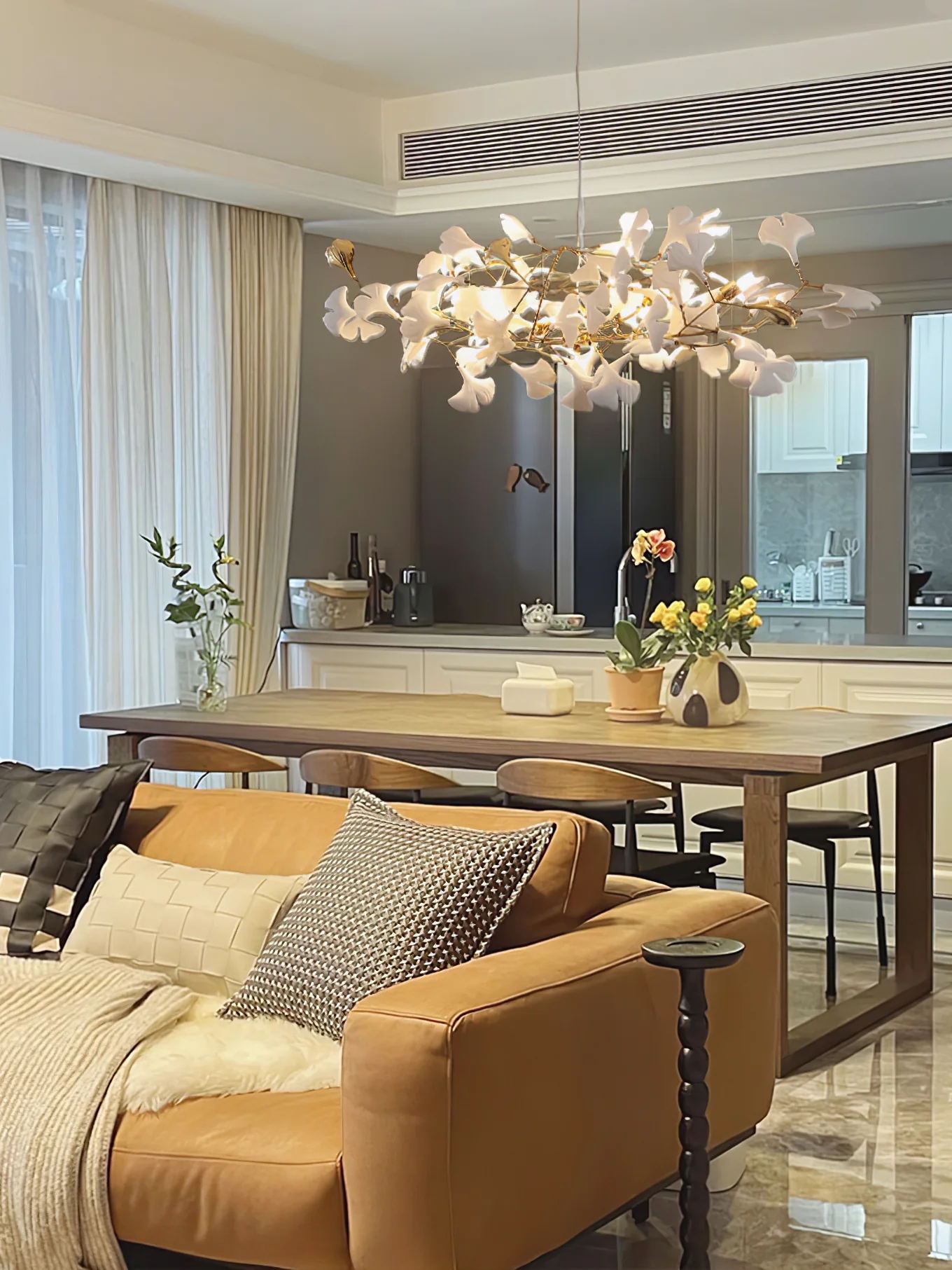Eurzoris Gingko Leaf Chandelier-Neutral Decor