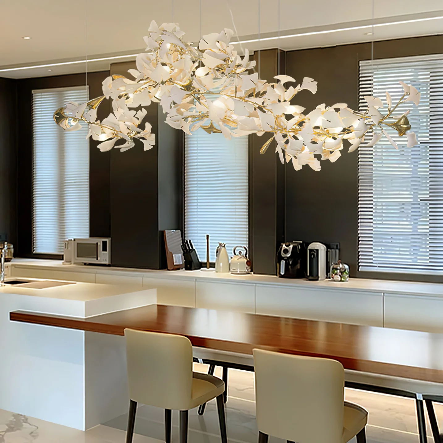 Barvel Leaves Combination Gingko Ceramics Chandeliers-Neutral Decor
