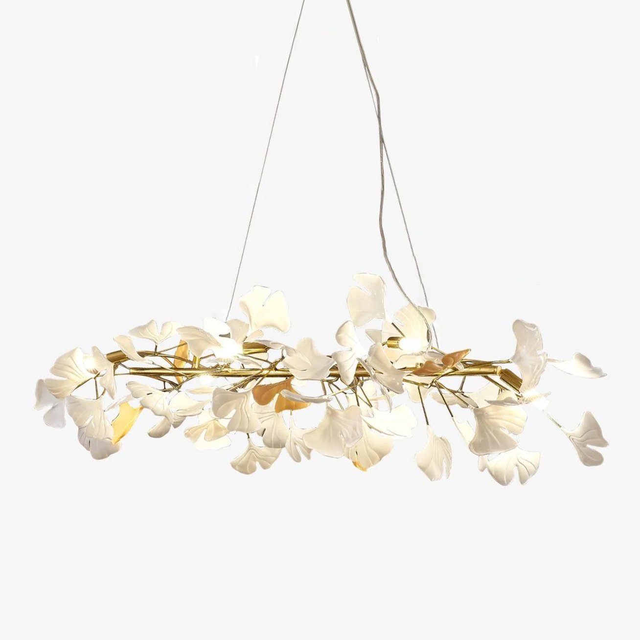 Rirove Pendant Lamp Gingko Ceramic Petals Gold-Neutral Decor
