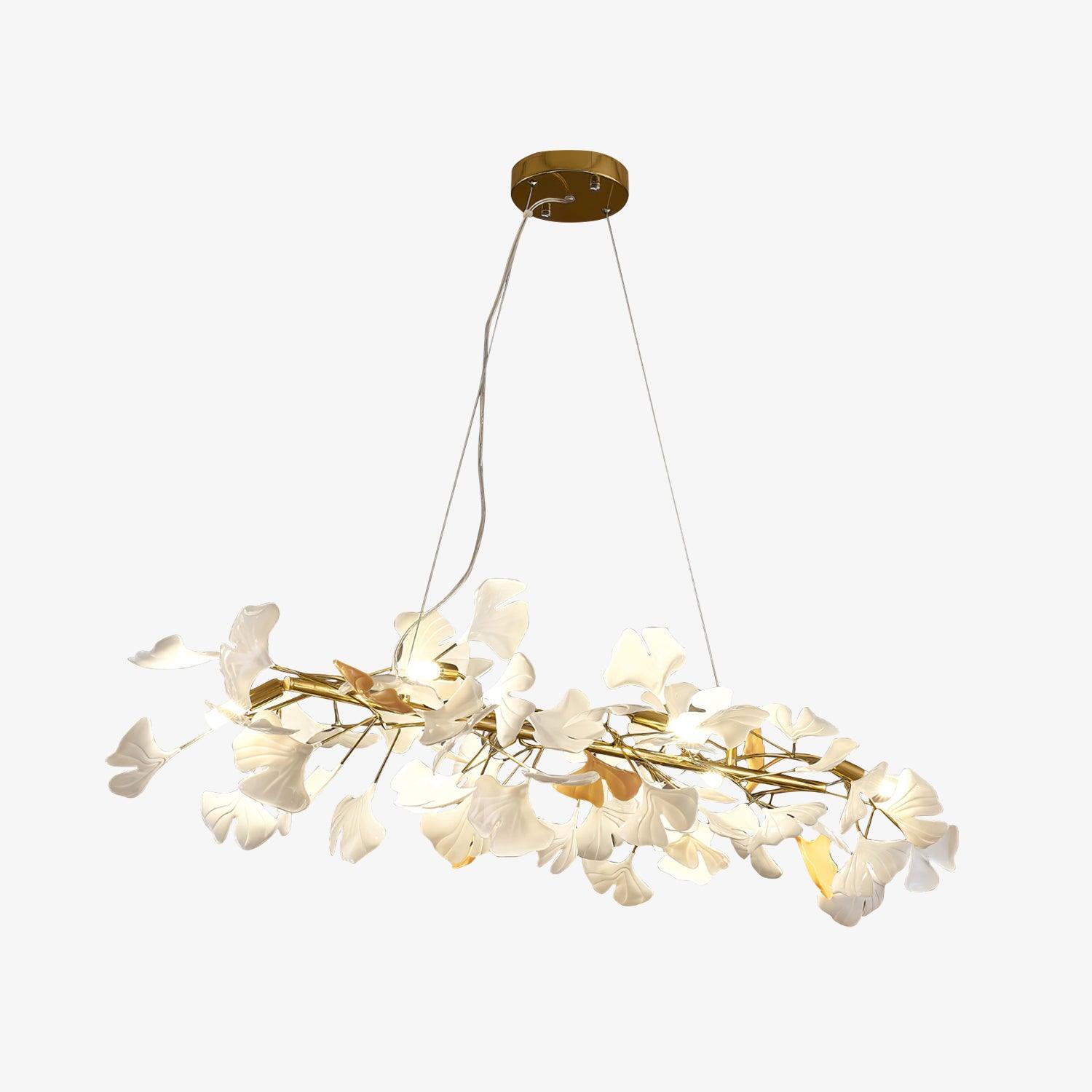 Rirove Pendant Lamp Gingko Ceramic Petals Gold-Neutral Decor
