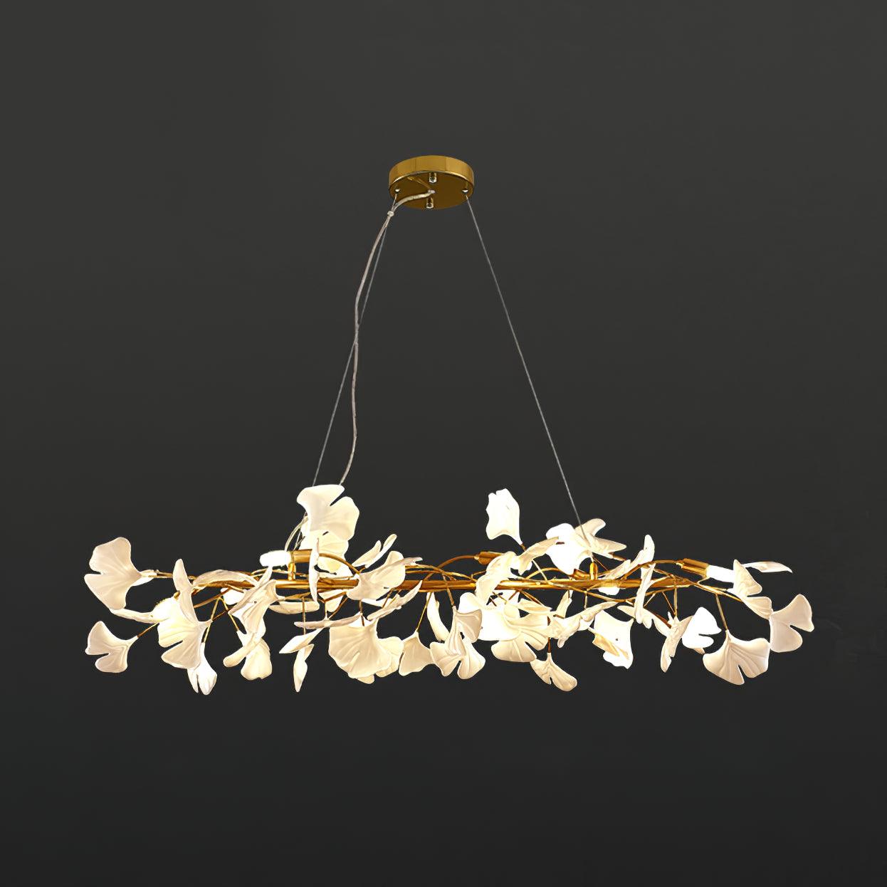 Rirove Pendant Lamp Gingko Ceramic Petals Gold-Neutral Decor