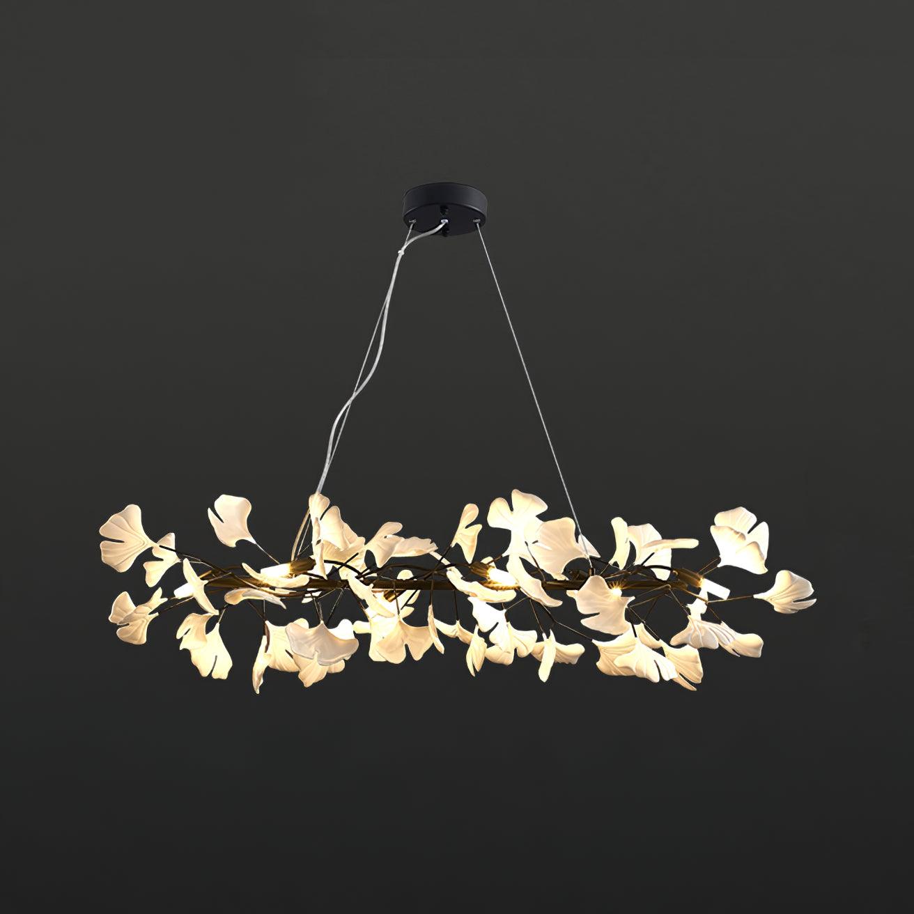 Rirove Pendant Lamp Gingko Ceramic Petals Gold-Neutral Decor