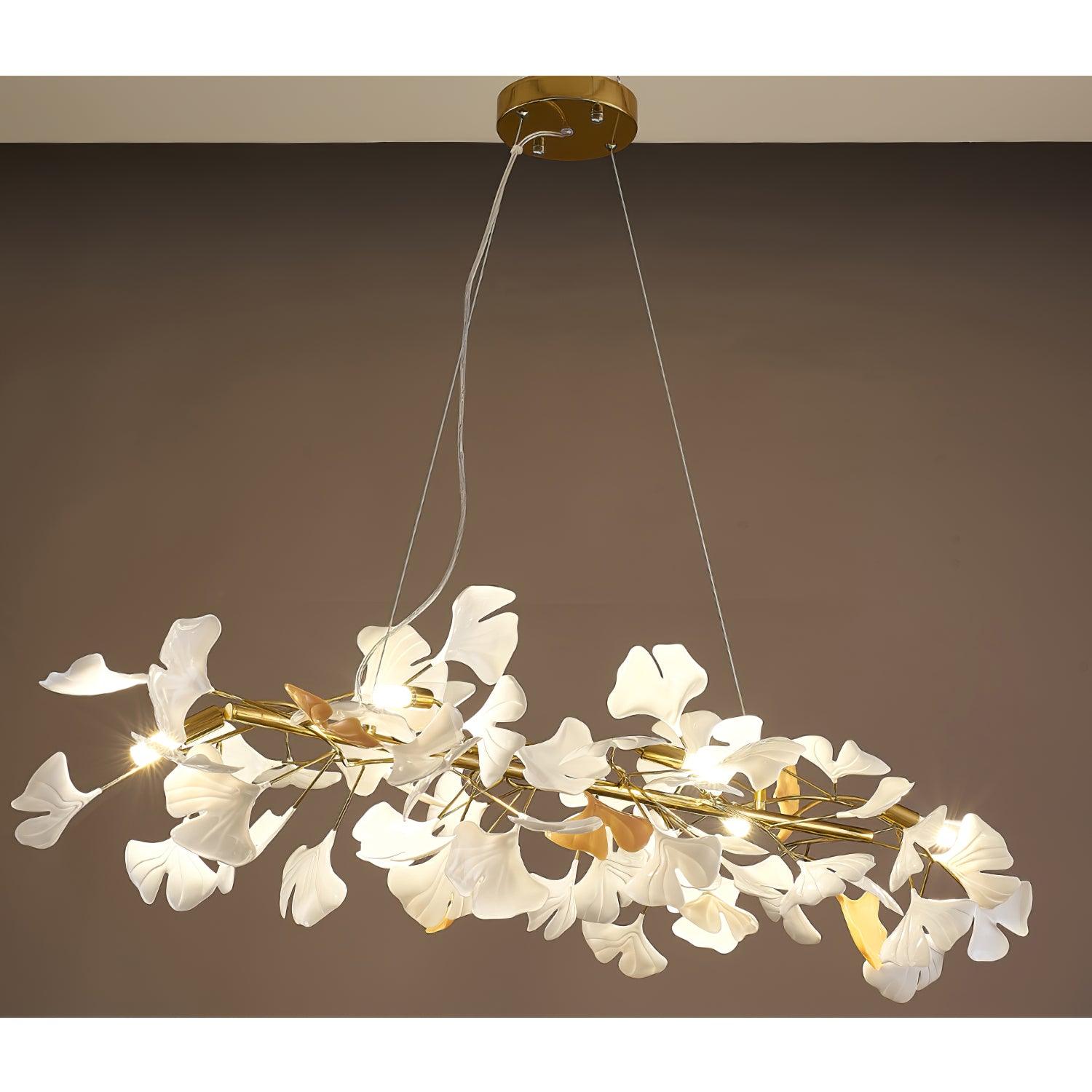 Rirove Pendant Lamp Gingko Ceramic Petals Gold-Neutral Decor