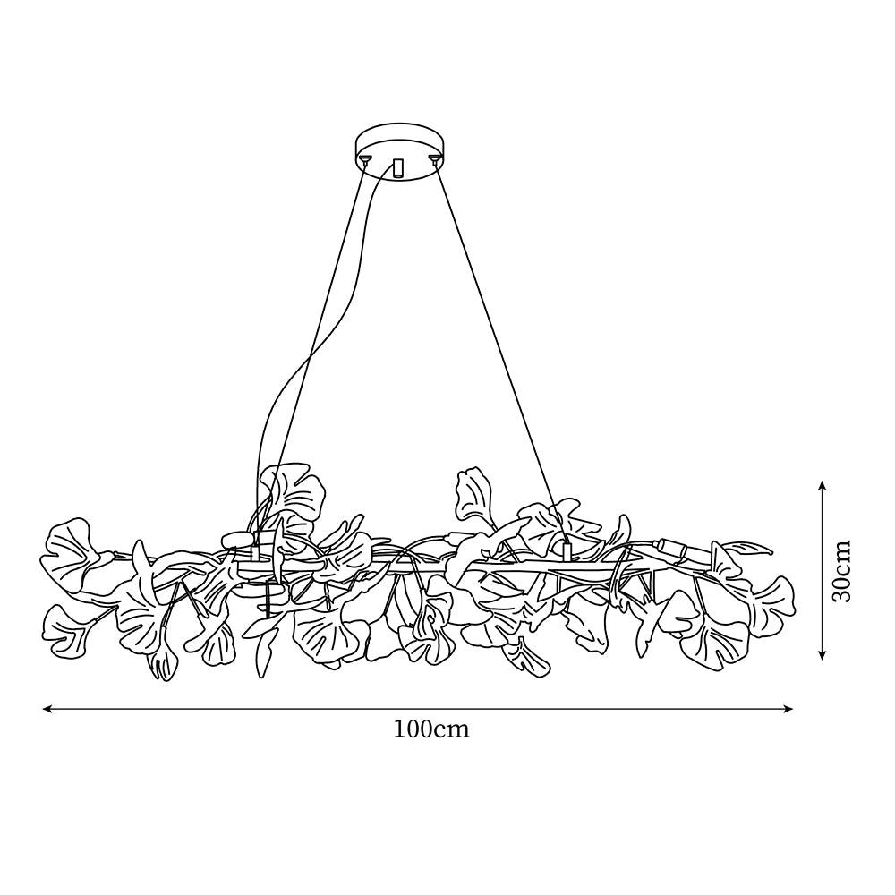 Chandelier Metal Frame Ceramic Gingko White Gold Shade Modern Art