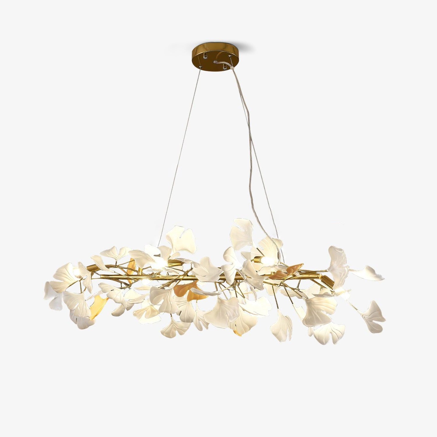 Rirove Pendant Lamp Gingko Ceramic Petals Gold-Neutral Decor
