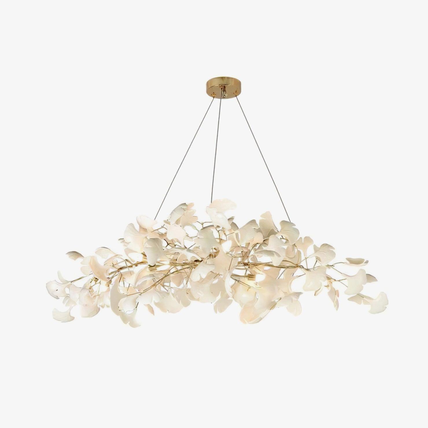 Lustra Chandelier Ceramic Gingko Petal Gold-Neutral Decor