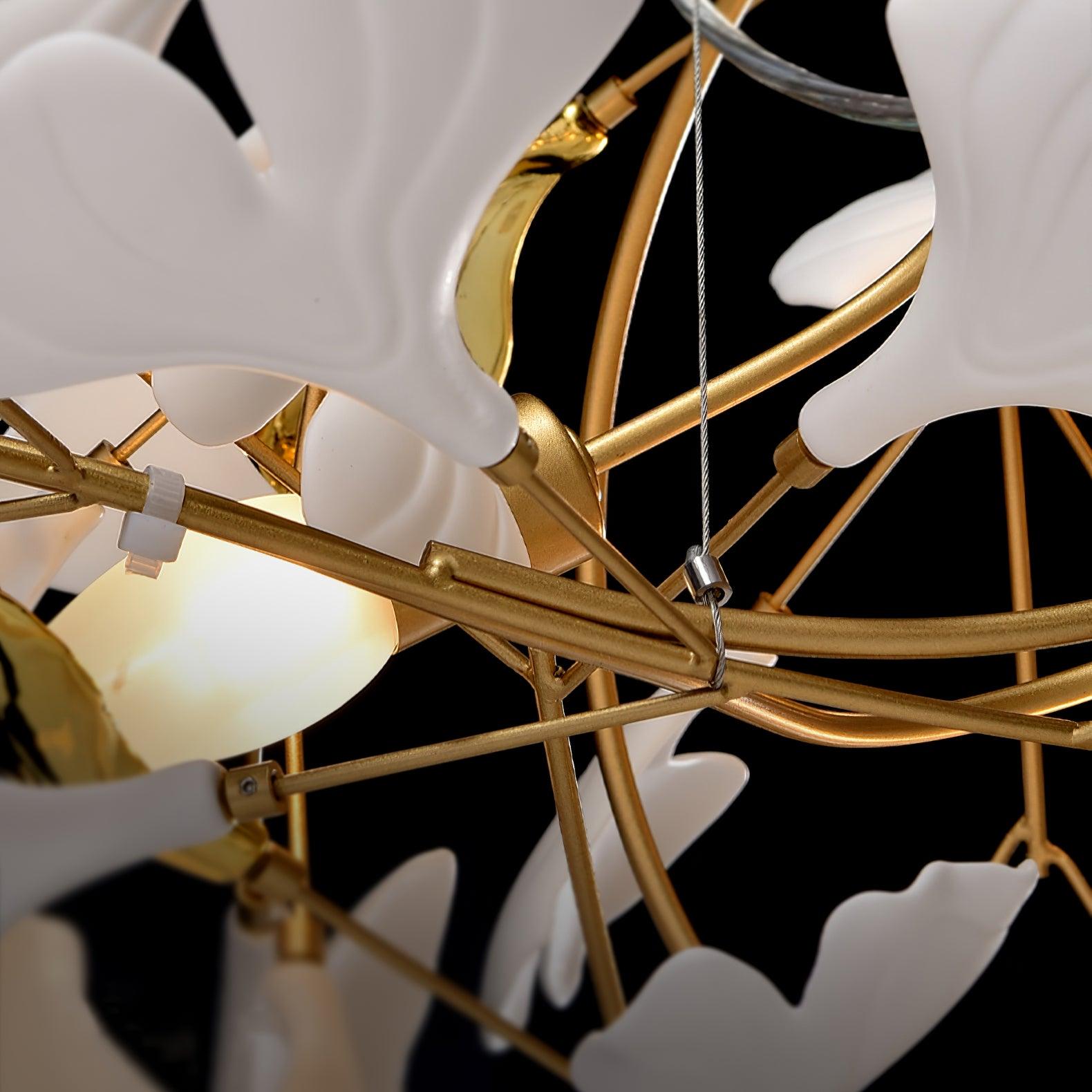 Lustra Chandelier Ceramic Gingko Petal Gold-Neutral Decor