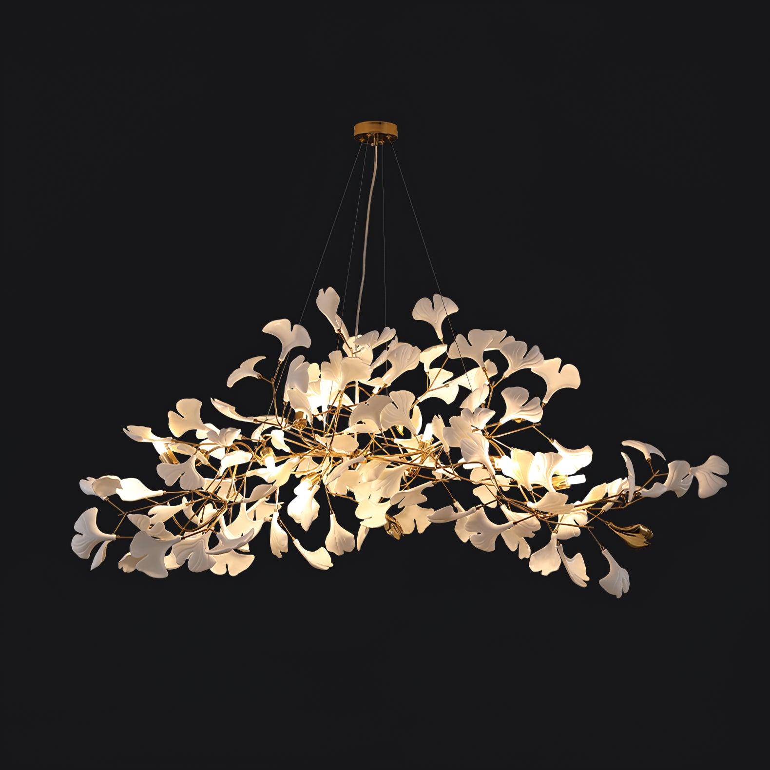 Lustra Chandelier Ceramic Gingko Petal Gold-Neutral Decor