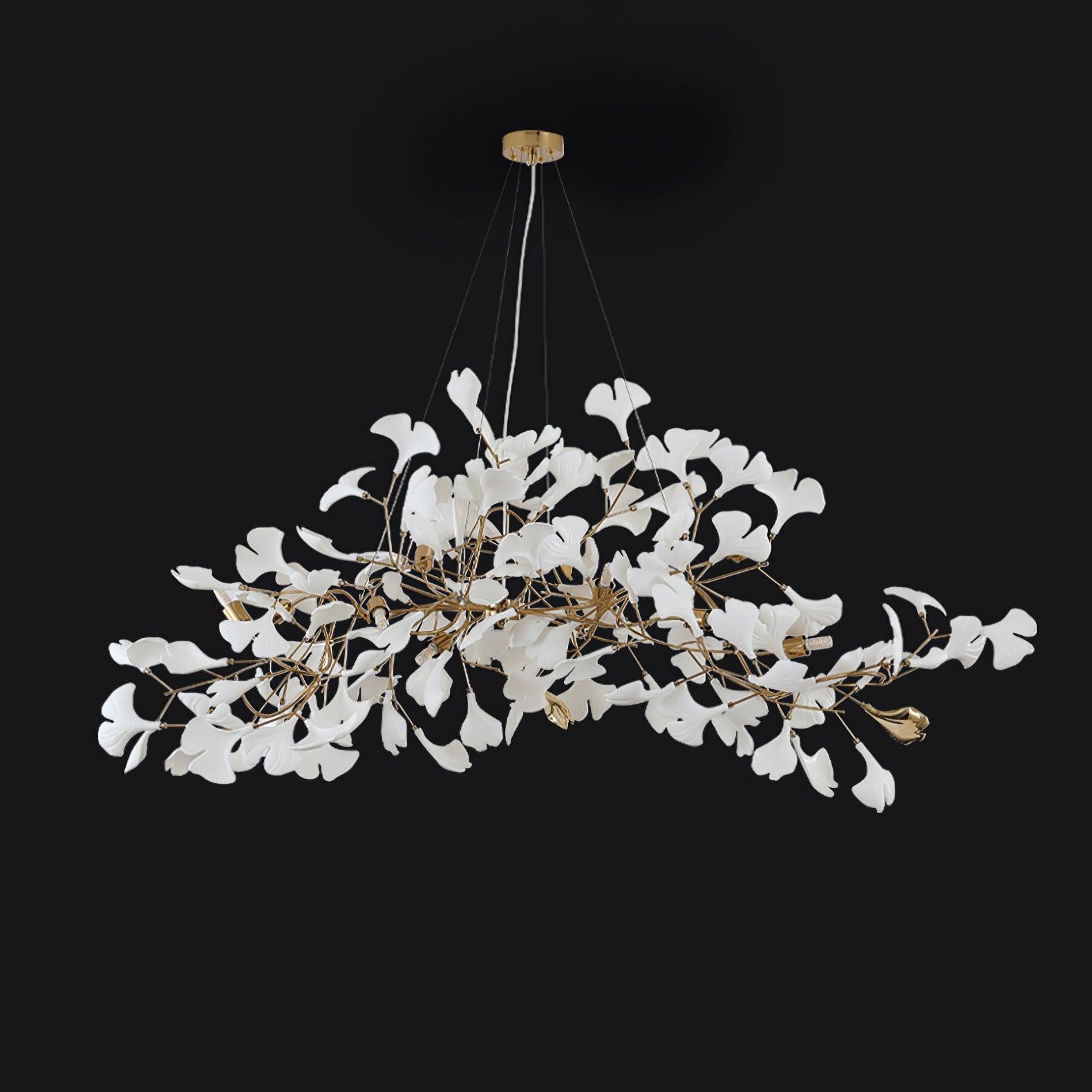Lustra Chandelier Ceramic Gingko Petal Gold-Neutral Decor