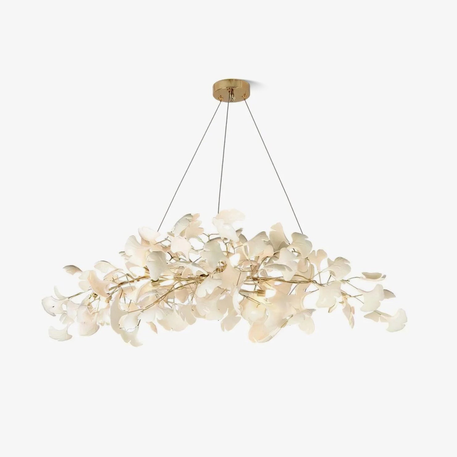 Lustra Chandelier Ceramic Gingko Petal Gold-Neutral Decor