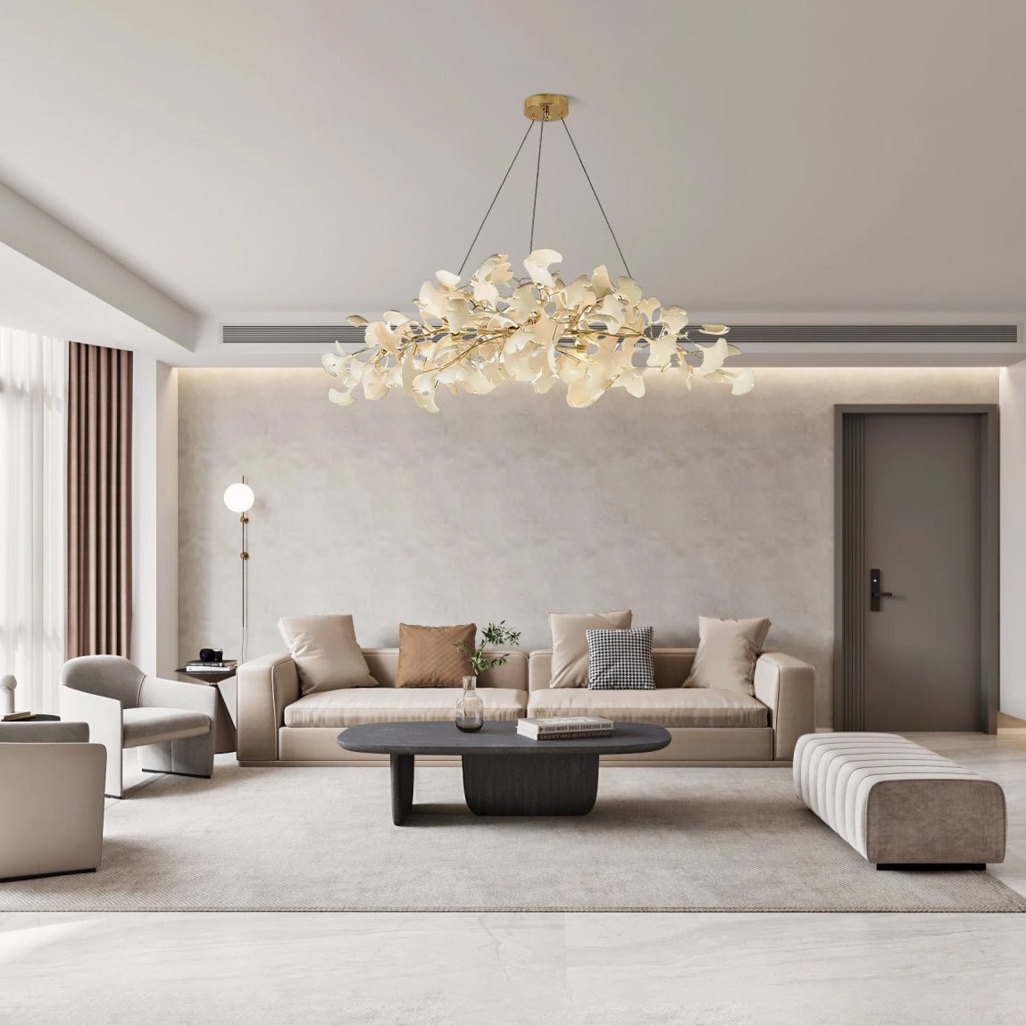 Lustra Chandelier Ceramic Gingko Petal Gold-Neutral Decor