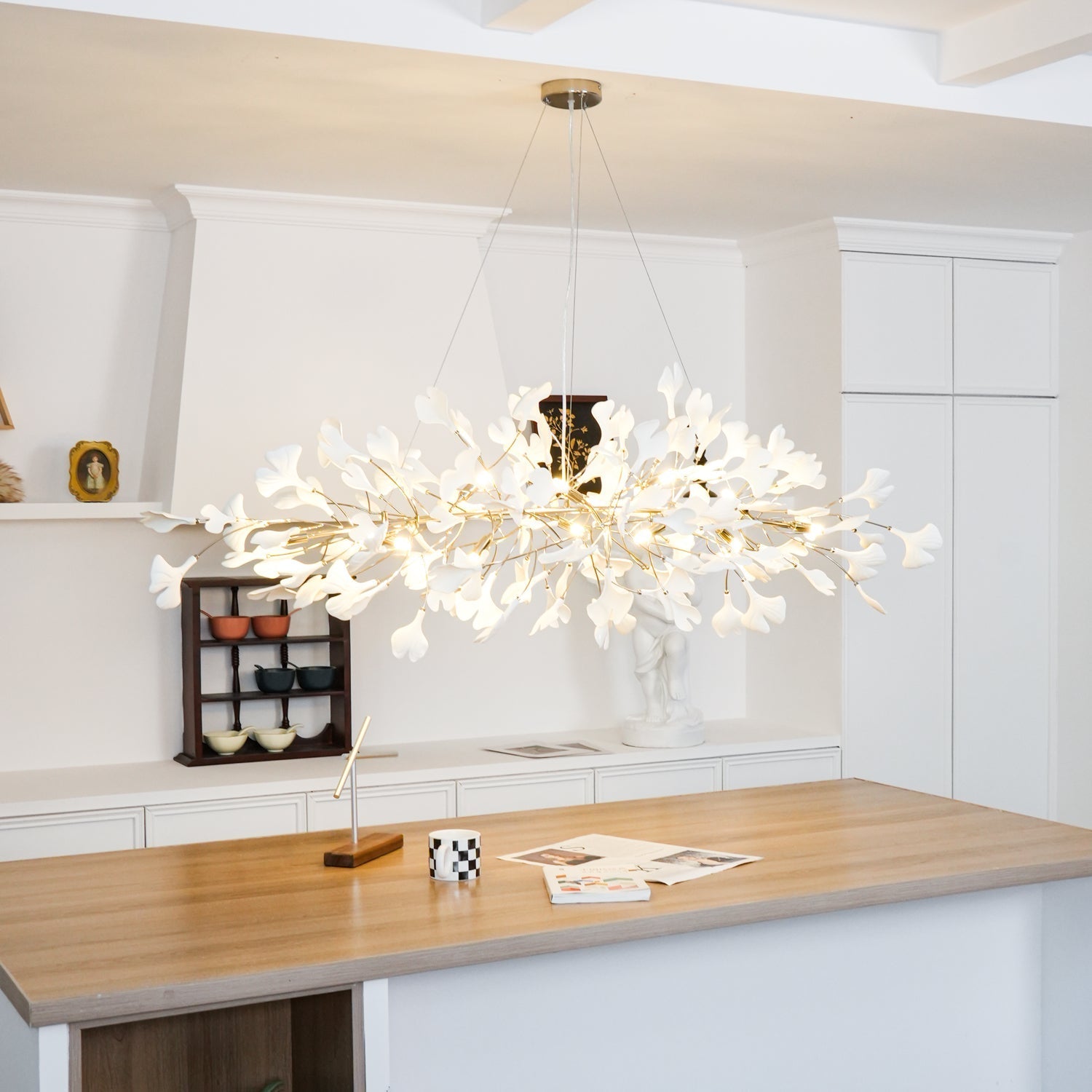 Lustra Chandelier Ceramic Gingko Petal Gold-Neutral Decor