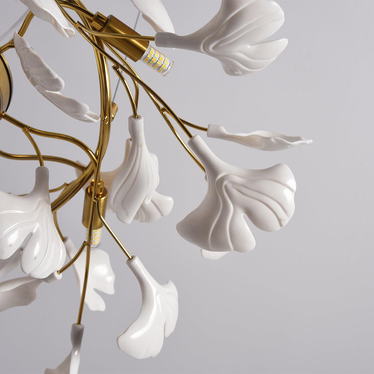 Oden Chandelier Ginkgo Leaf Ceramic Sculptural-Neutral Decor