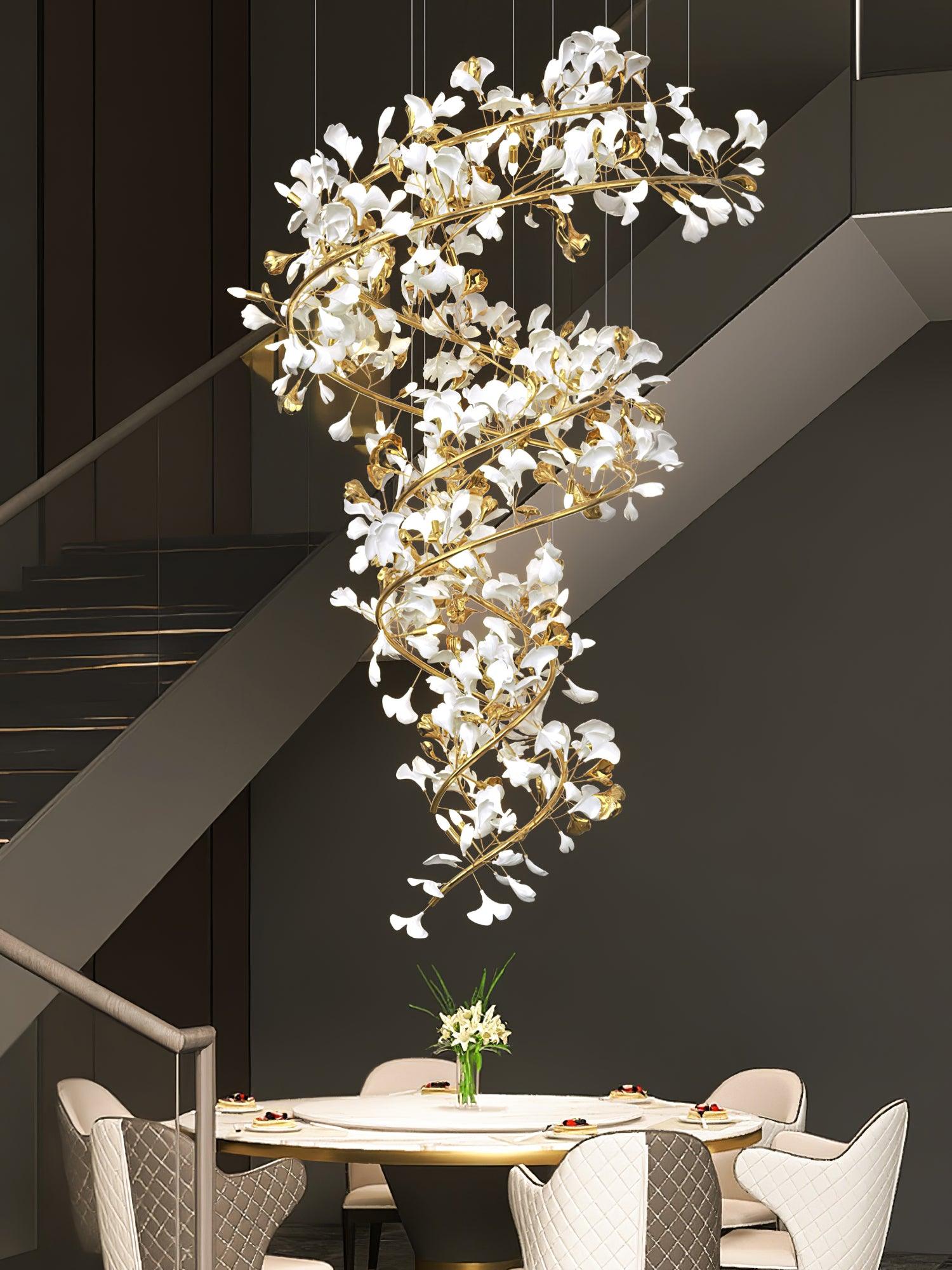 Novan Pendant Lamp Gingko Ceramic Petals Gold Elegant-Neutral Decor