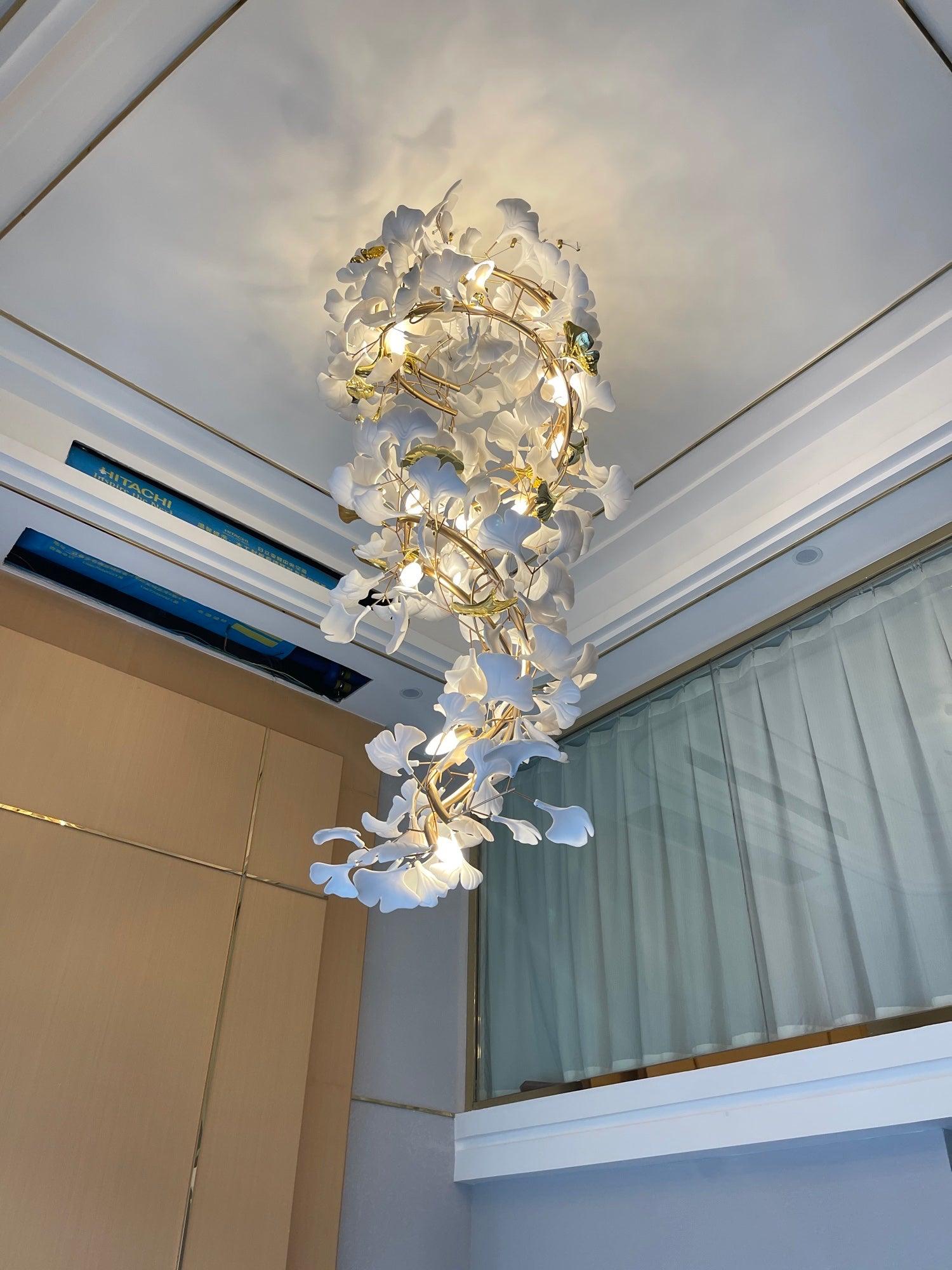 Novan Pendant Lamp Gingko Ceramic Petals Gold Elegant-Neutral Decor