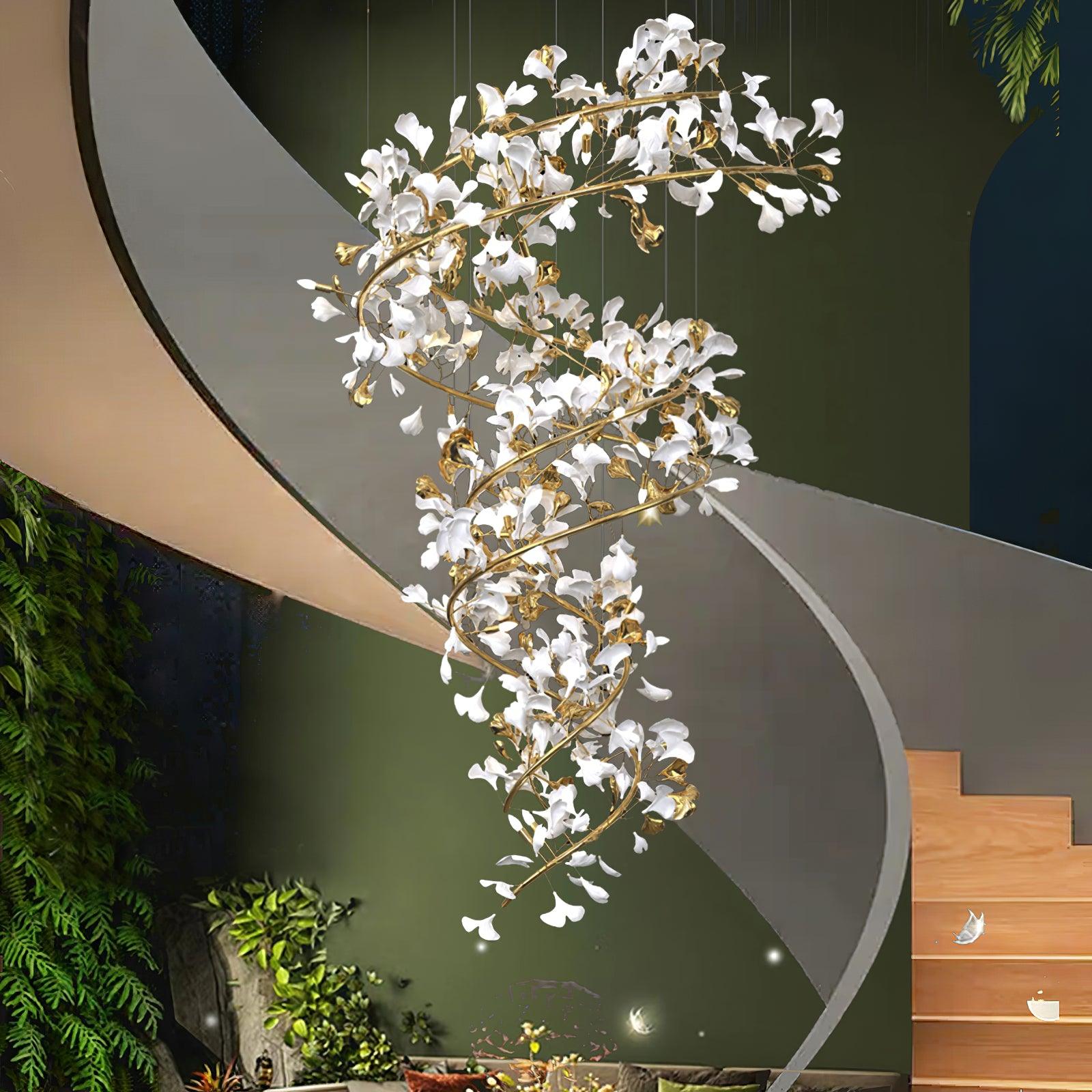 Novan Pendant Lamp Gingko Ceramic Petals Gold Elegant-Neutral Decor