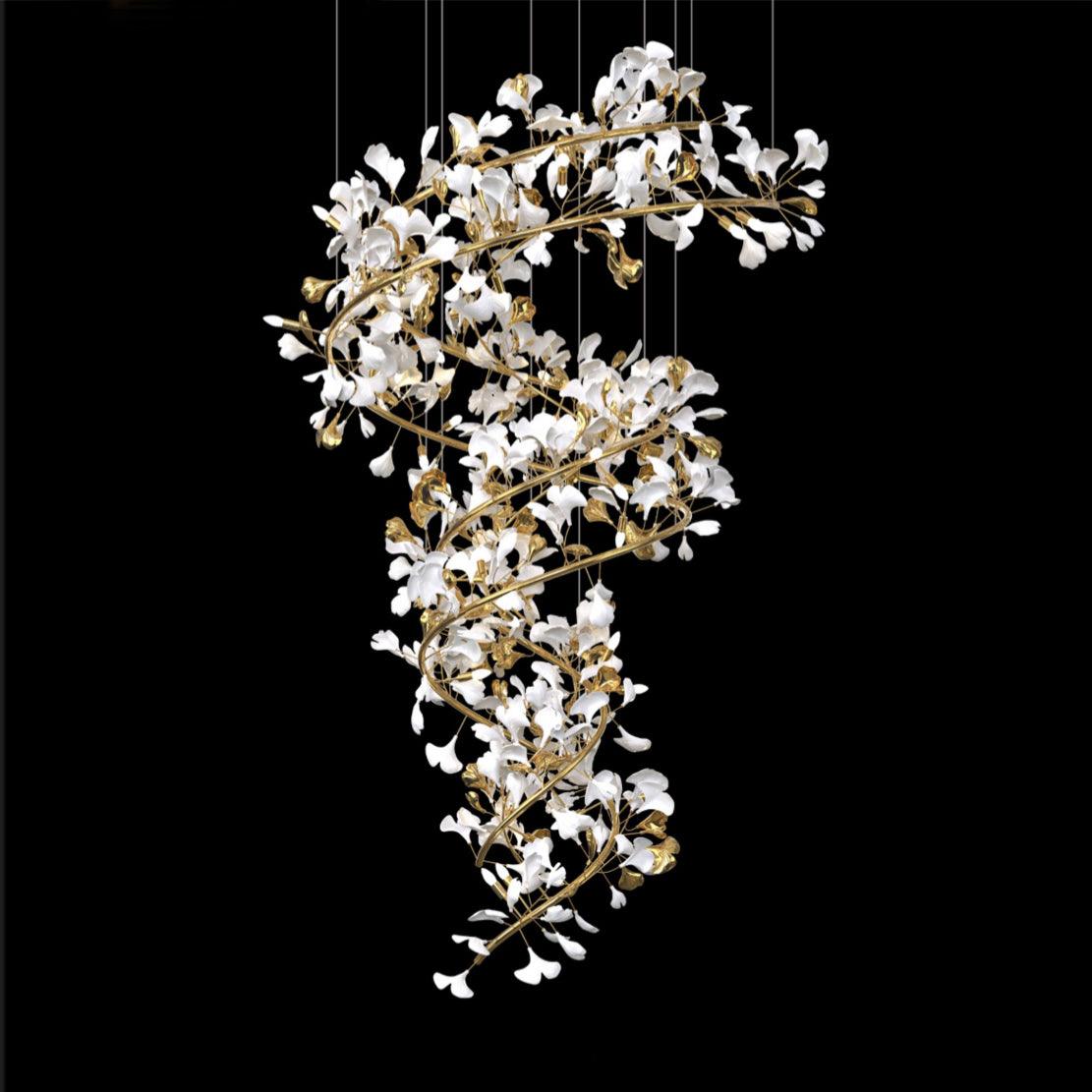 Novan Pendant Lamp Gingko Ceramic Petals Gold Elegant-Neutral Decor