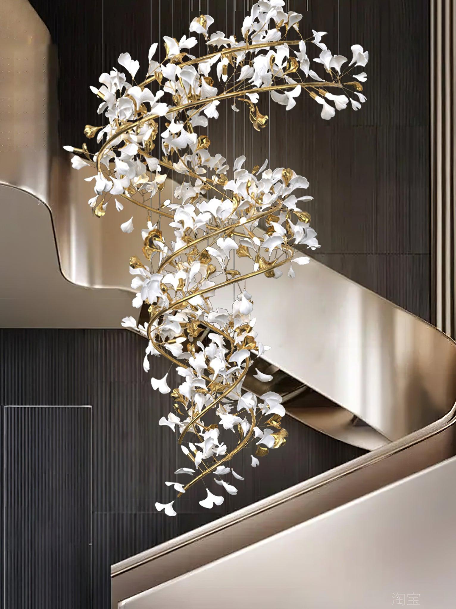 Novan Pendant Lamp Gingko Ceramic Petals Gold Elegant-Neutral Decor