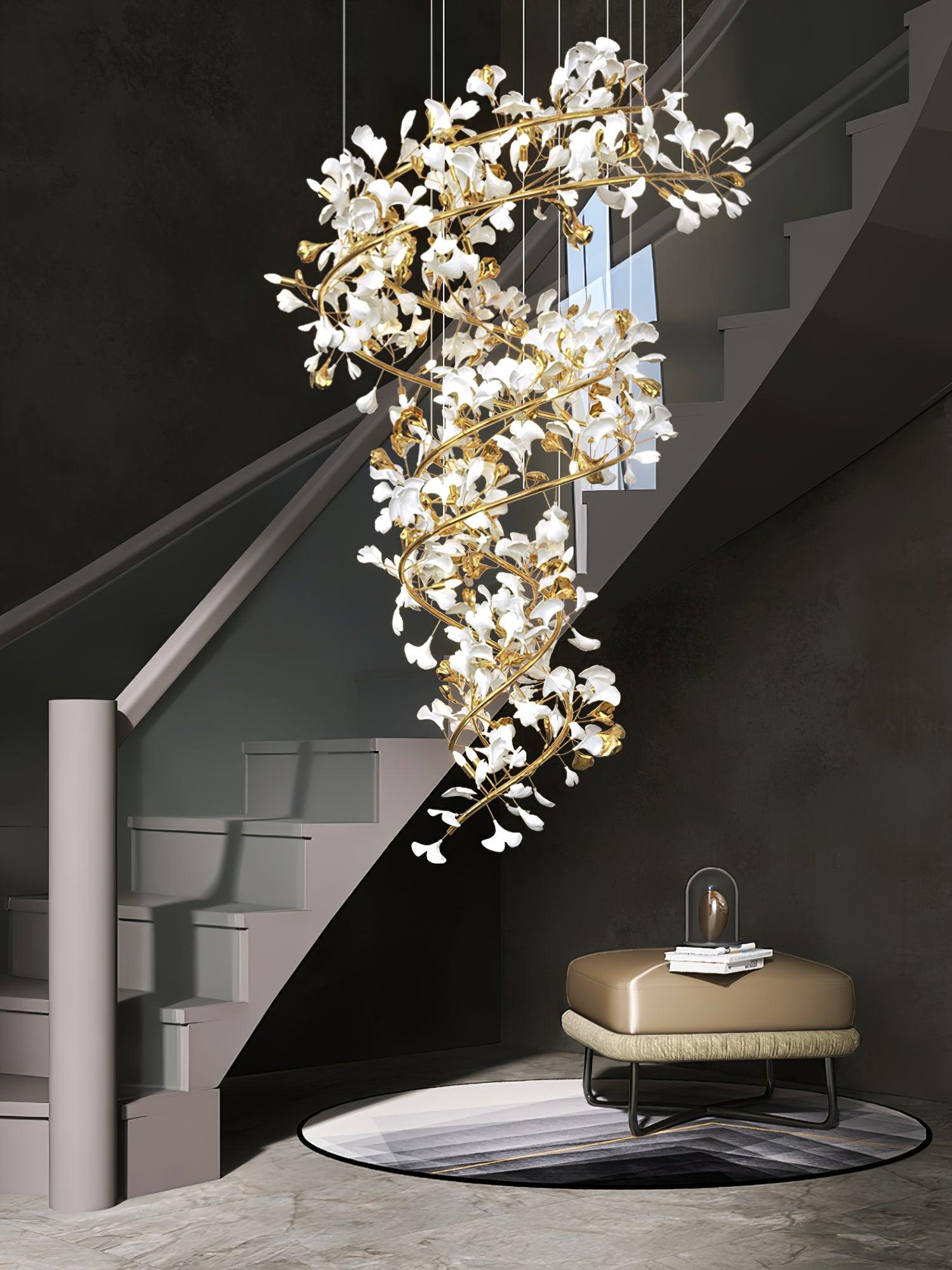 Novan Pendant Lamp Gingko Ceramic Petals Gold Elegant-Neutral Decor