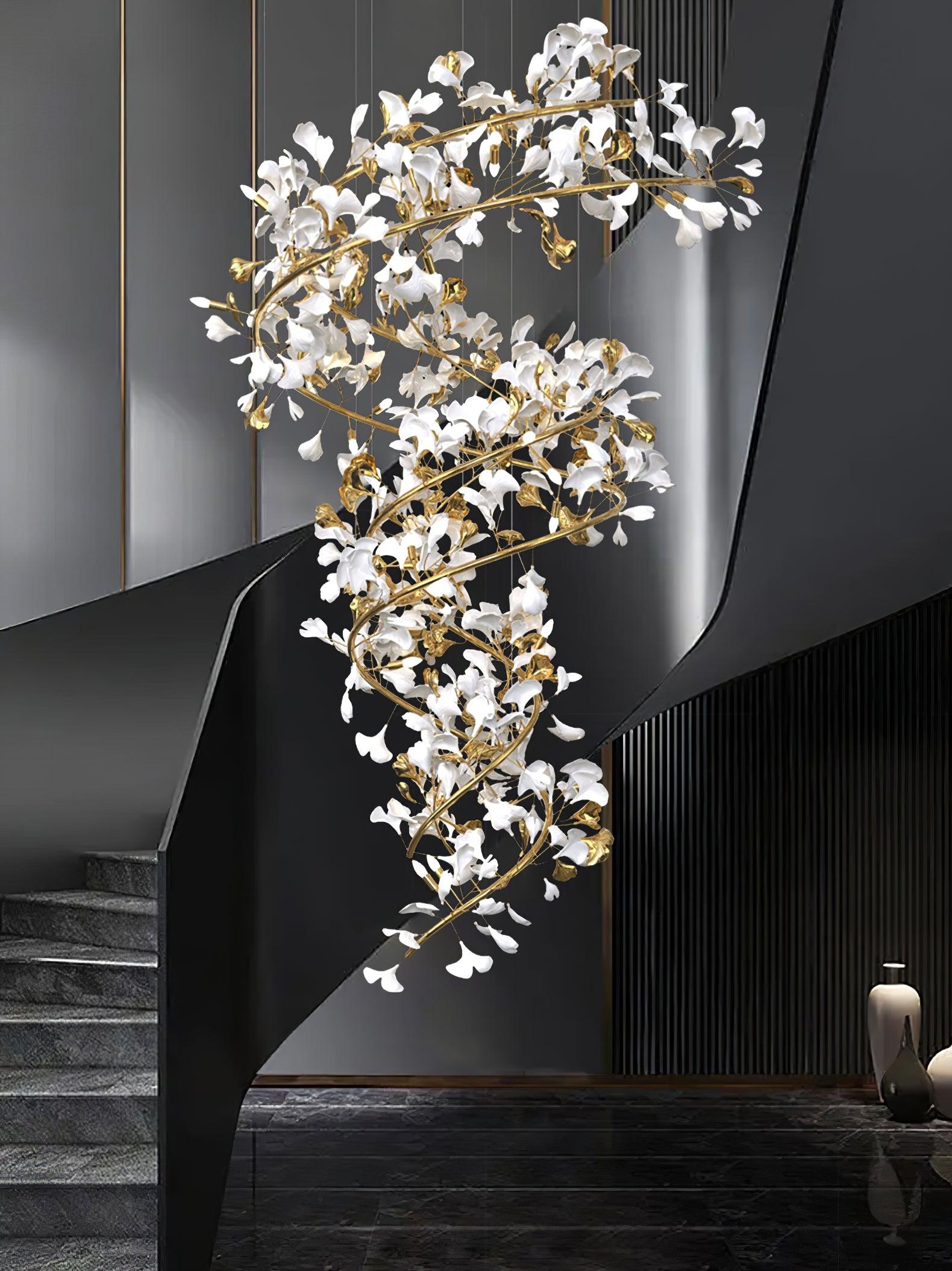 Novan Pendant Lamp Gingko Ceramic Petals Gold Elegant-Neutral Decor