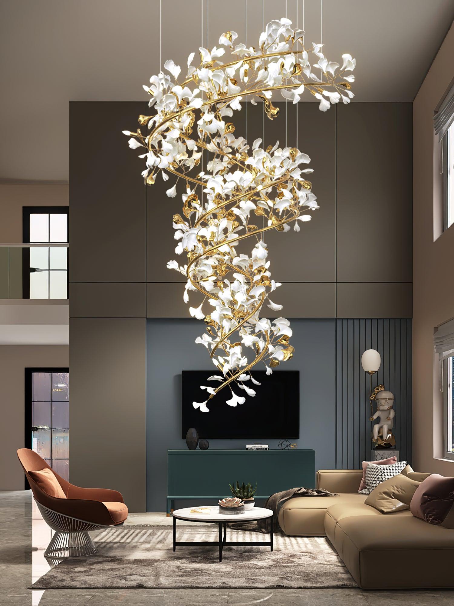 Eloria Cascading Floral Spiral Chandelier